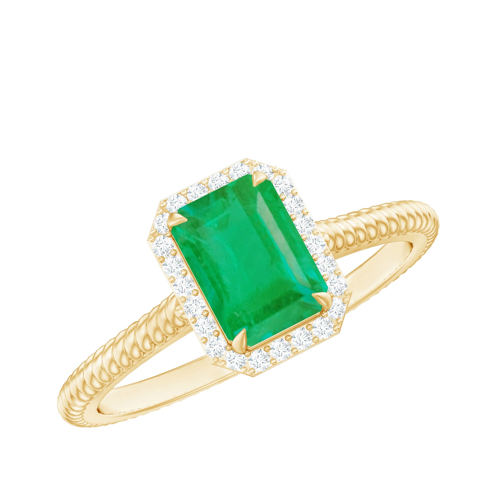 Natural 1.2 Carat Emerald Engagement Ring with Diamond Halo | Rings | Wiccan Center