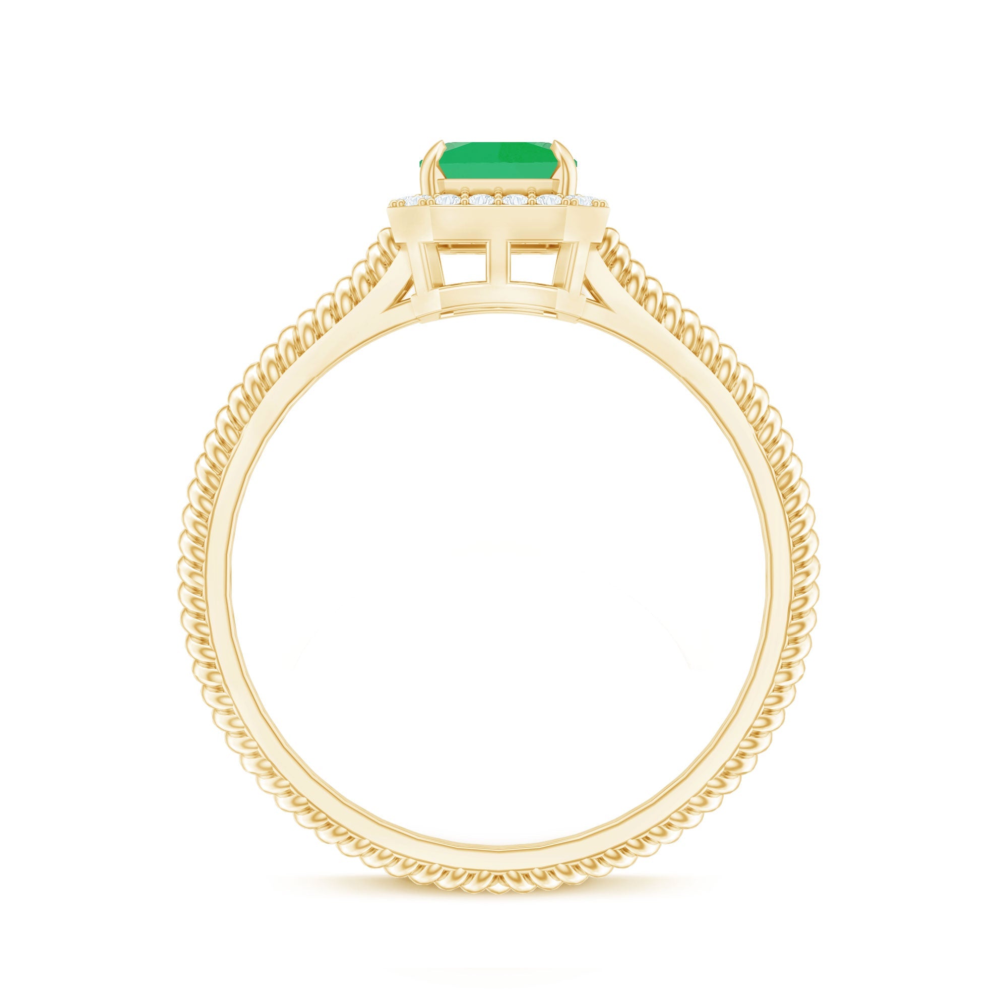 Natural 1.2 Carat Emerald Engagement Ring with Diamond Halo
