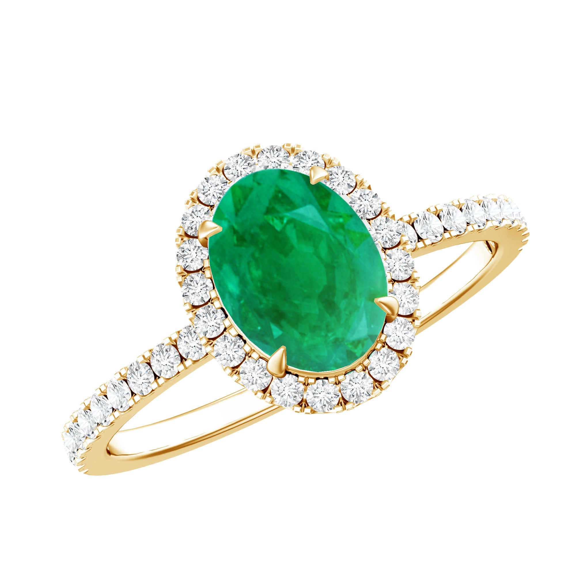 Genuine 6X8MM Oval Emerald Engagement Ring with Diamond Halo | Rings | Wiccan Center