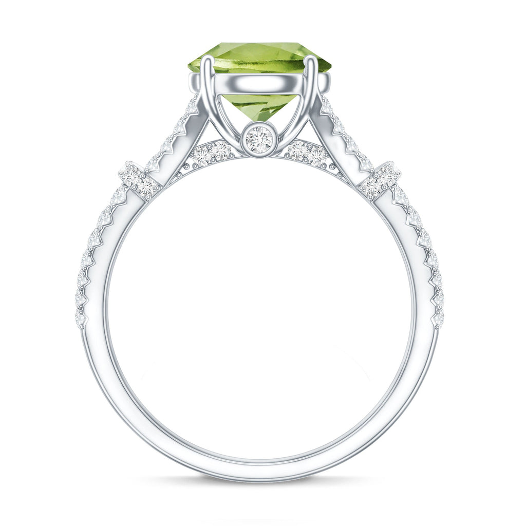 Peridot Solitaire Engagement Ring with Moissanite in Split Shank