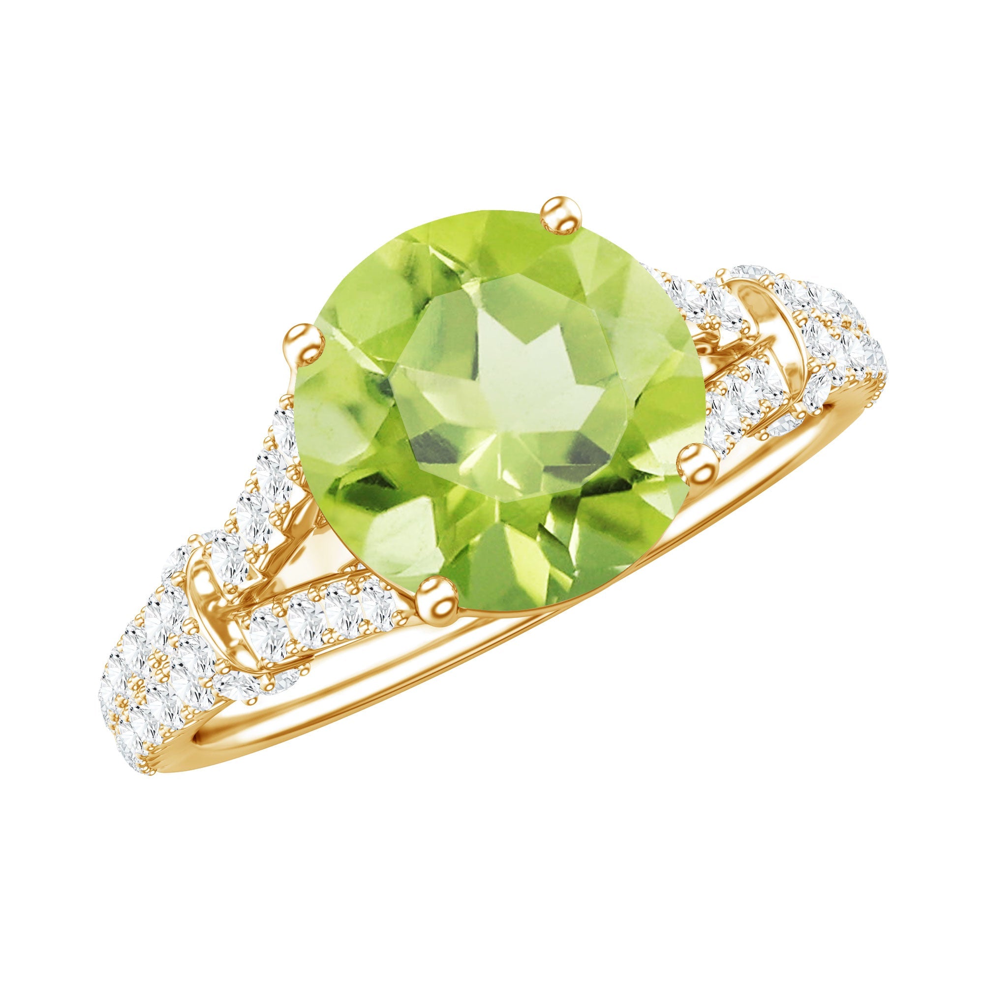 Peridot Solitaire Engagement Ring with Moissanite in Split Shank | Rings | Wiccan Center