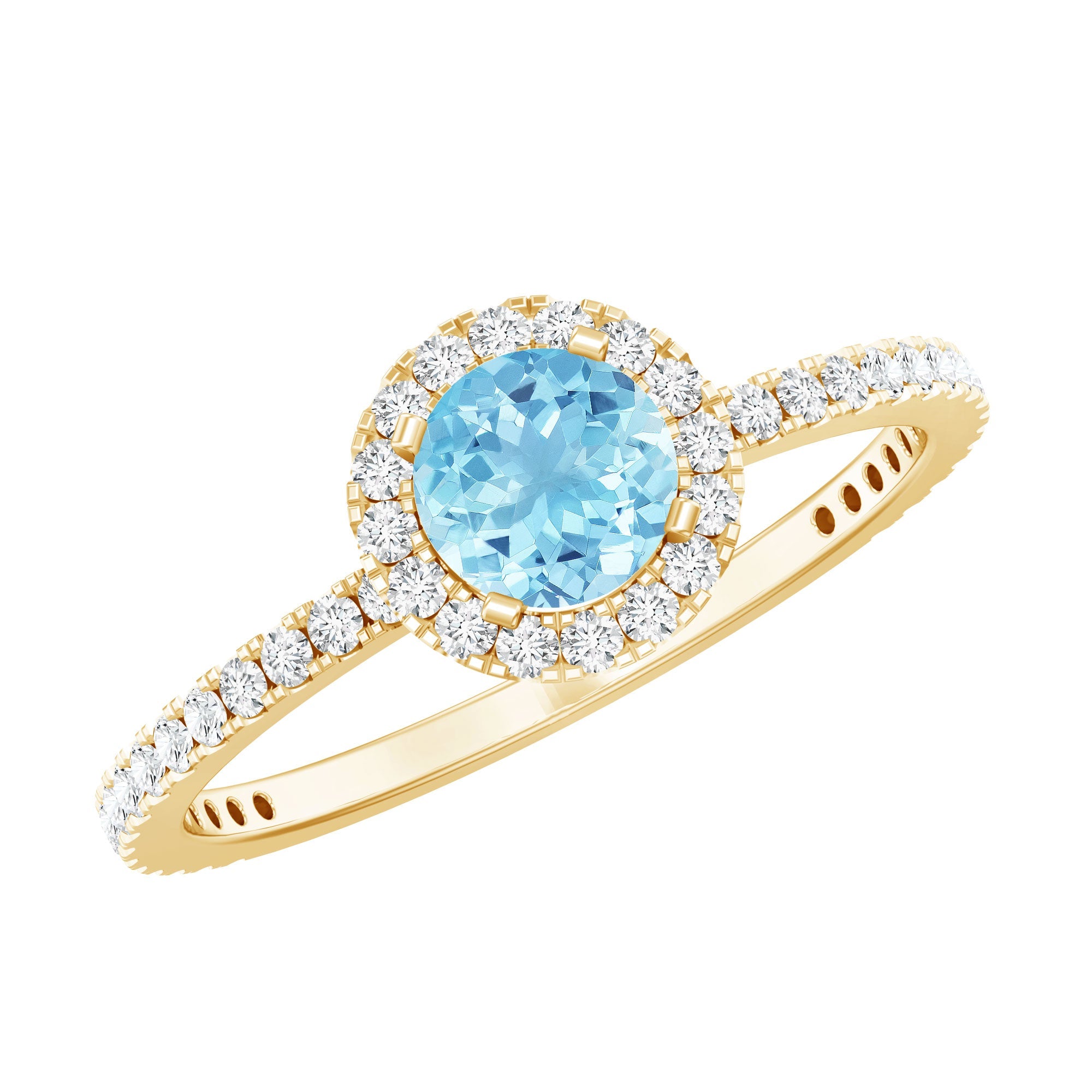 Genuine Blue Aquamarine Ring with Diamond Accent | Rings | Wiccan Center