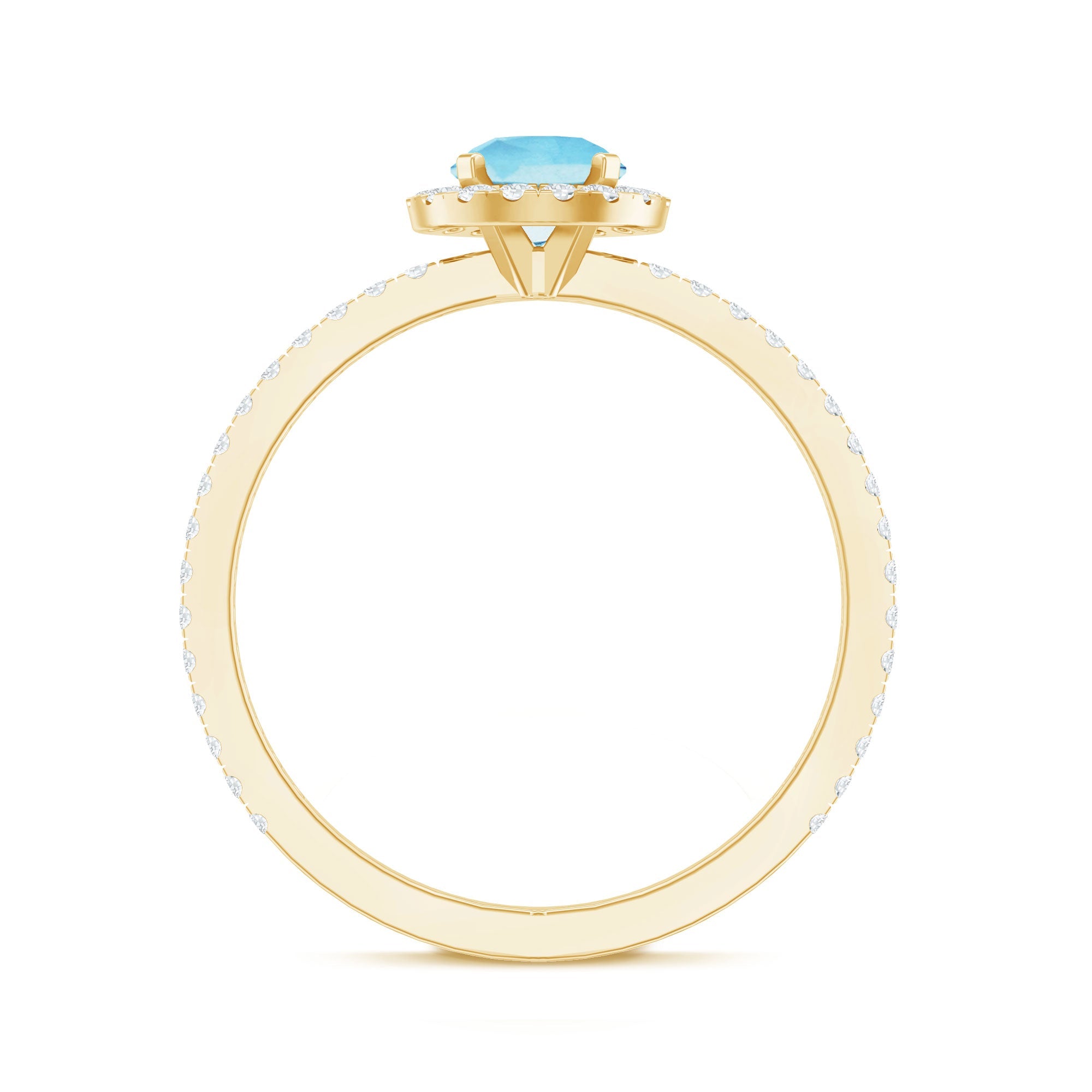 Genuine Blue Aquamarine Ring with Diamond Accent