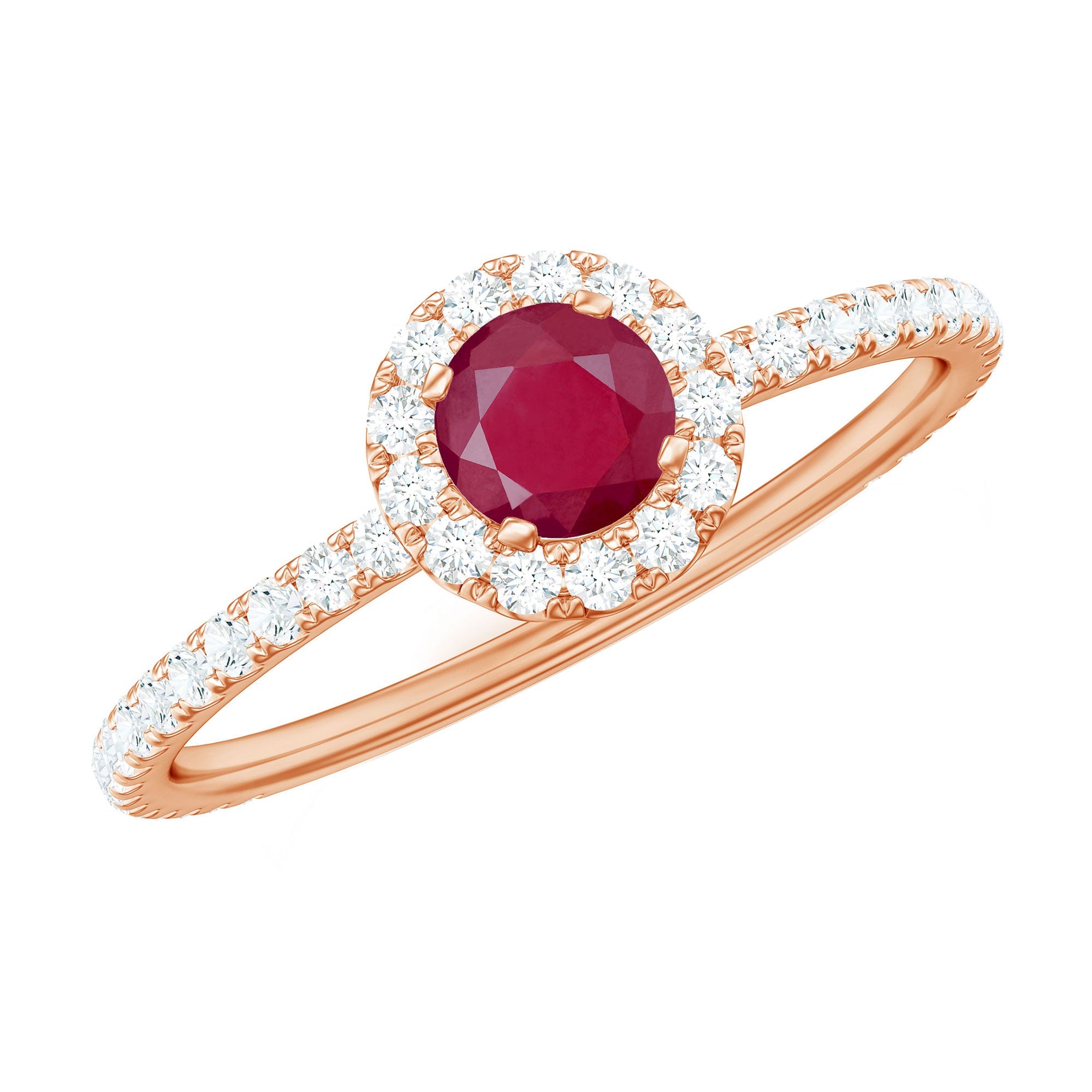 Real 0.6 Carat Ruby Engagement Ring with Diamond Halo | Rings | Wiccan Center