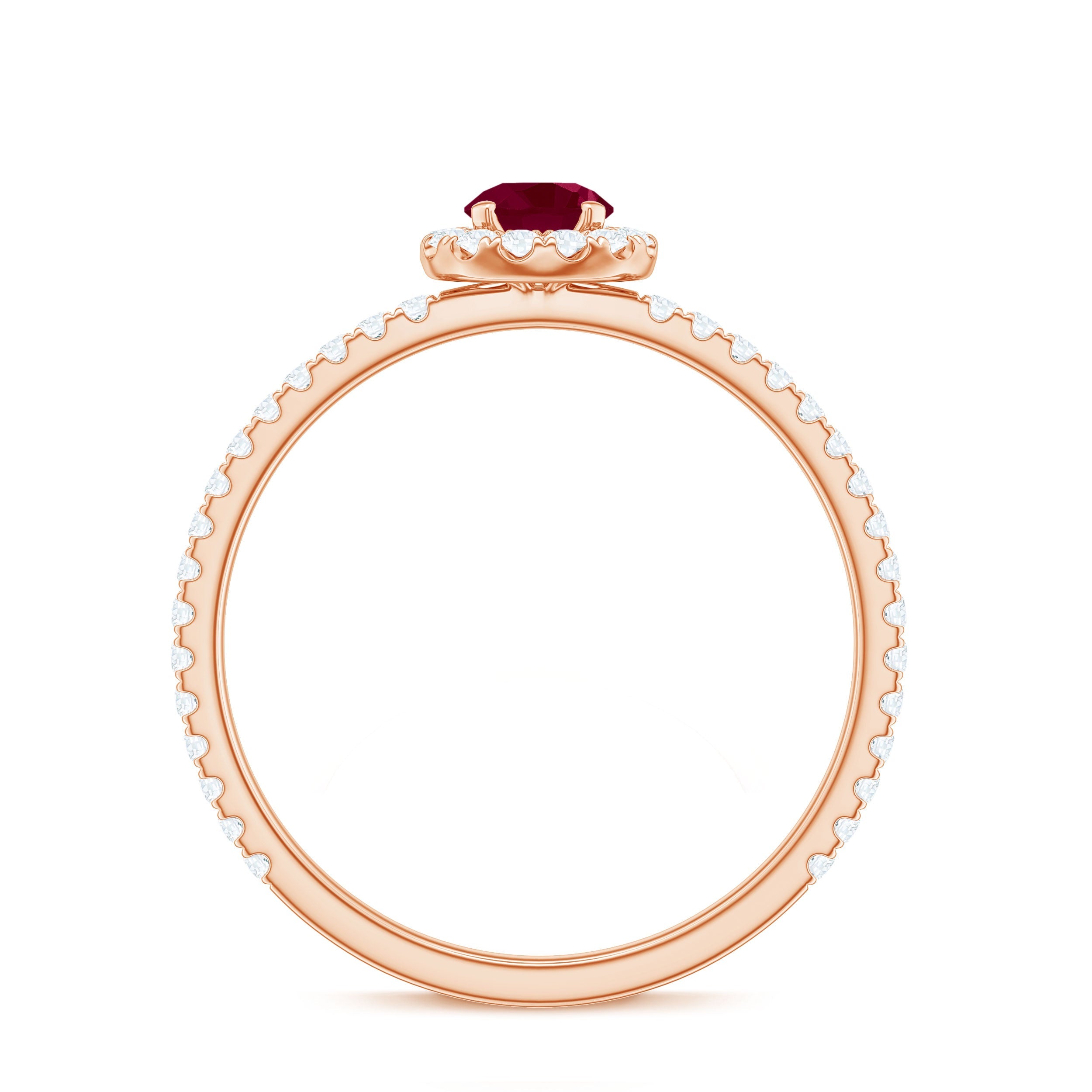 Real 0.6 Carat Ruby Engagement Ring with Diamond Halo