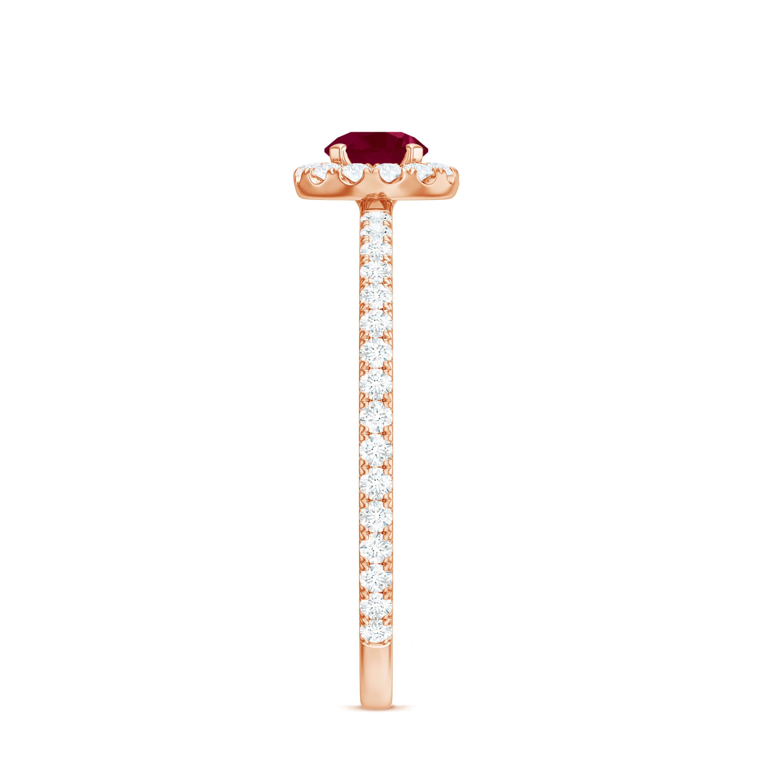 Real 0.6 Carat Ruby Engagement Ring with Diamond Halo