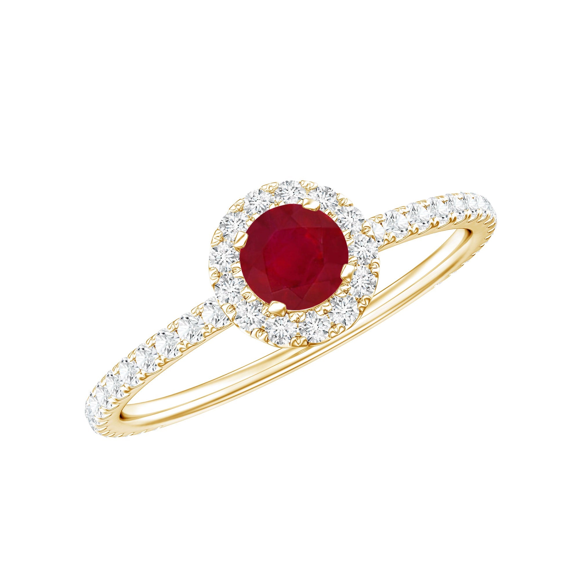 Real 0.6 Carat Ruby Engagement Ring with Diamond Halo | Rings | Wiccan Center