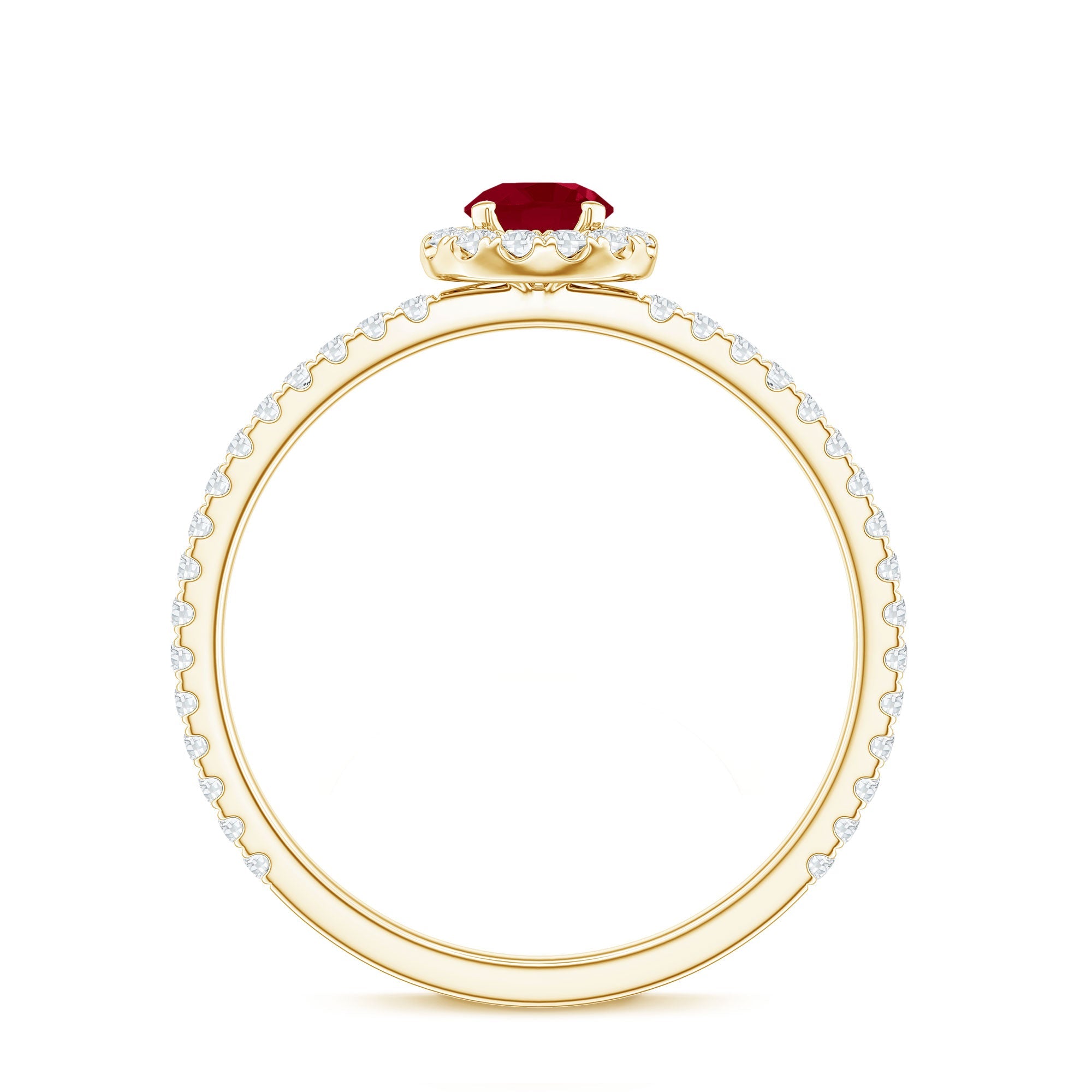 Real 0.6 Carat Ruby Engagement Ring with Diamond Halo