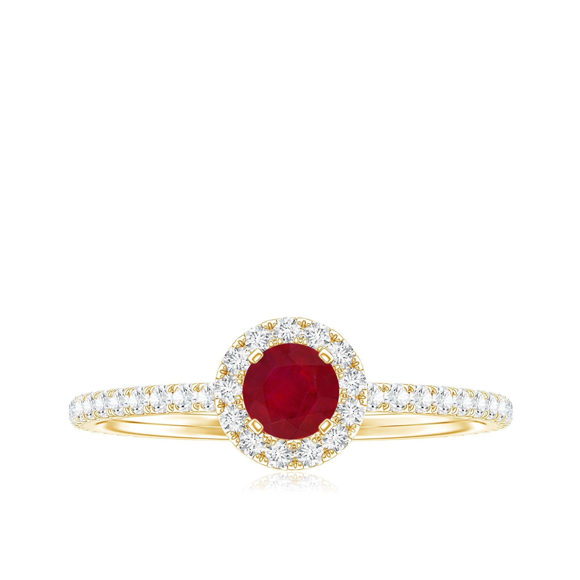 Real 0.6 Carat Ruby Engagement Ring with Diamond Halo