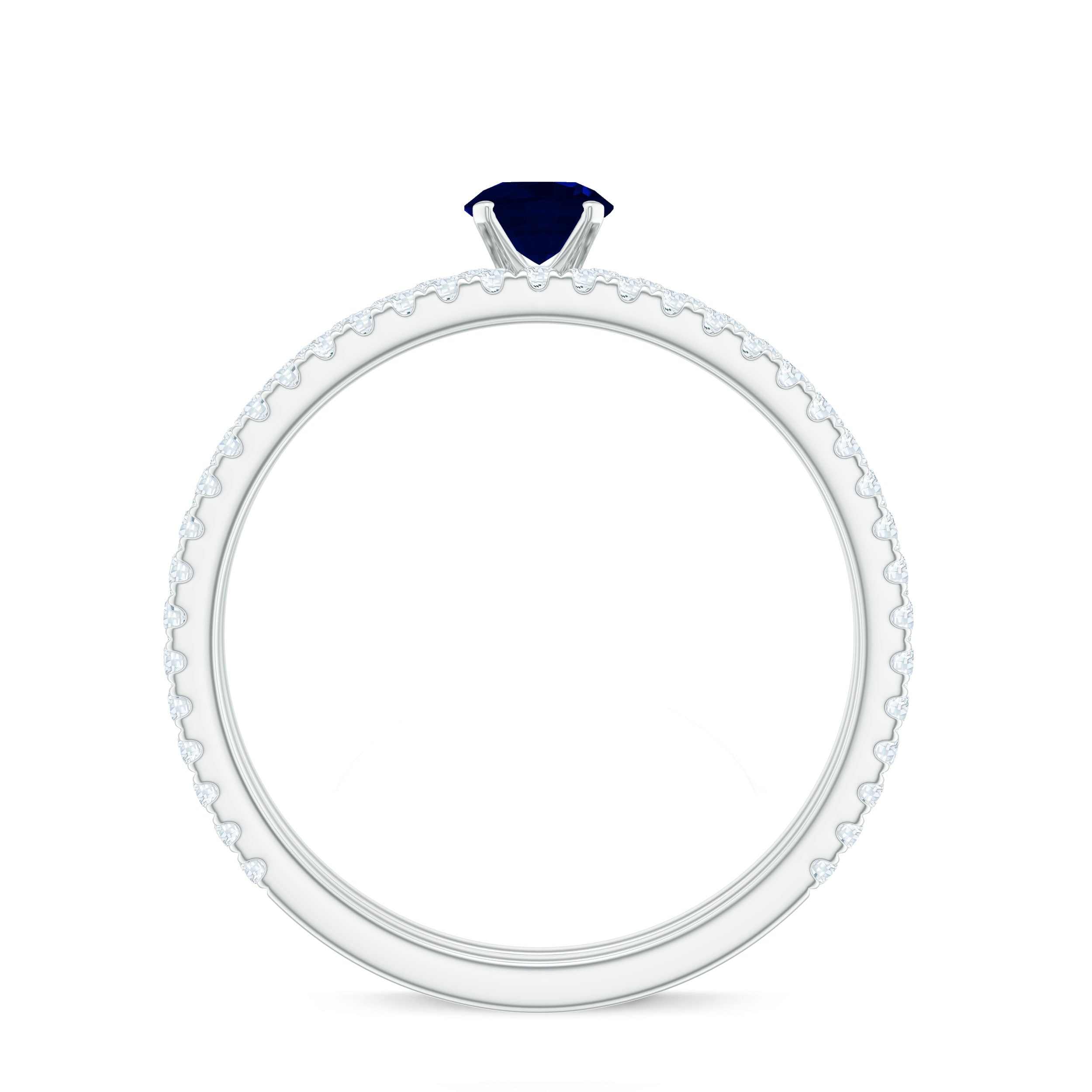Natural Half Carat Blue Sapphire and Diamond Engagement Ring Set