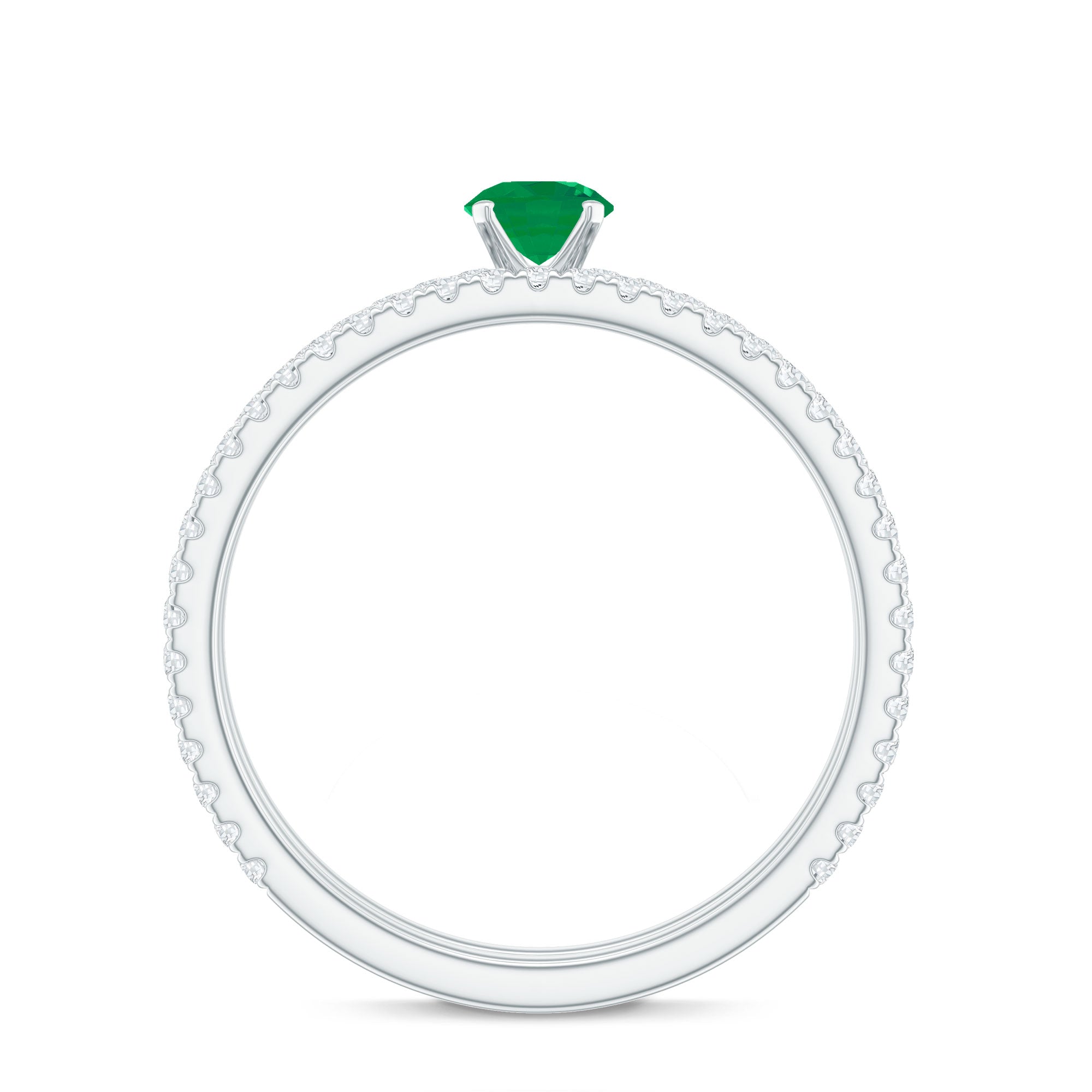 0.4 Carat Minimal Emerald Diamond Wedding Engagement Ring Set of 2