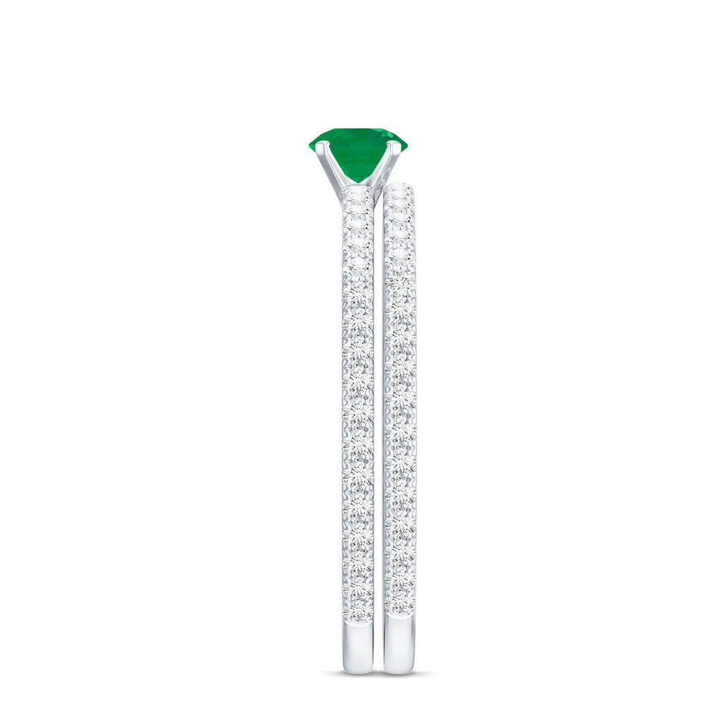 0.4 Carat Minimal Emerald Diamond Wedding Engagement Ring Set of 2