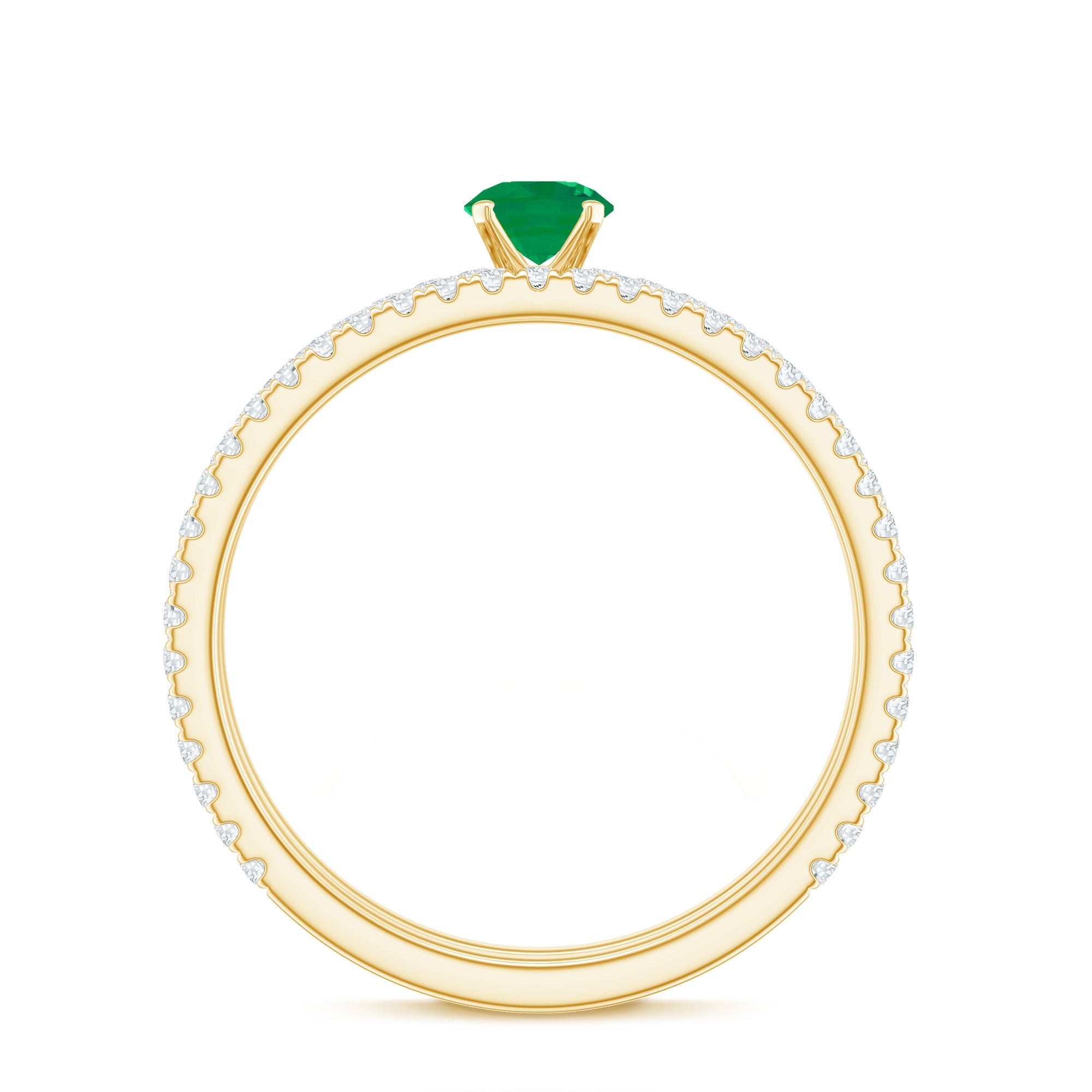 0.4 Carat Minimal Emerald Diamond Wedding Engagement Ring Set of 2
