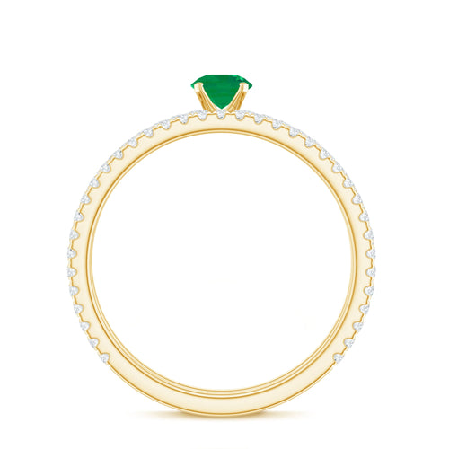 0.4 Carat Minimal Emerald Diamond Wedding Engagement Ring Set of 2 | Rings | Wiccan Center