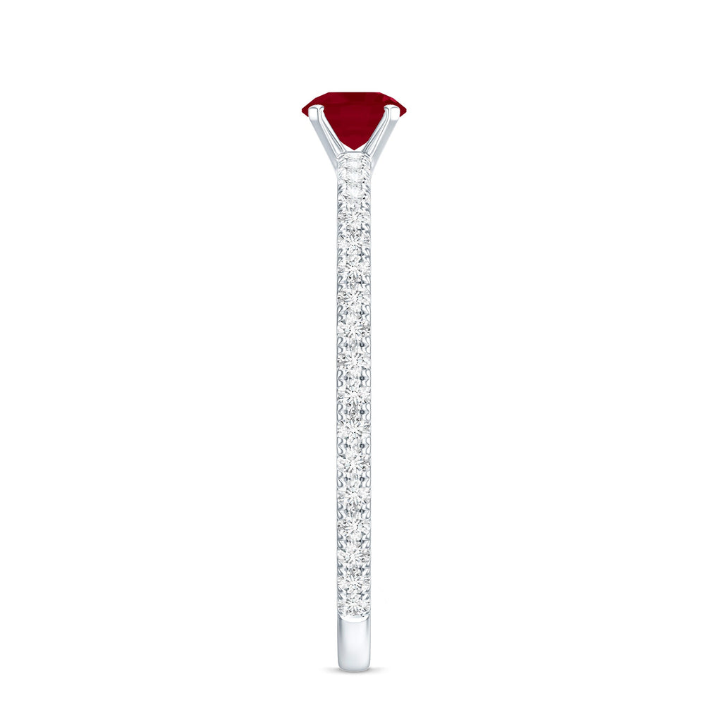 Natural Ruby Promise Ring with Diamond for Women