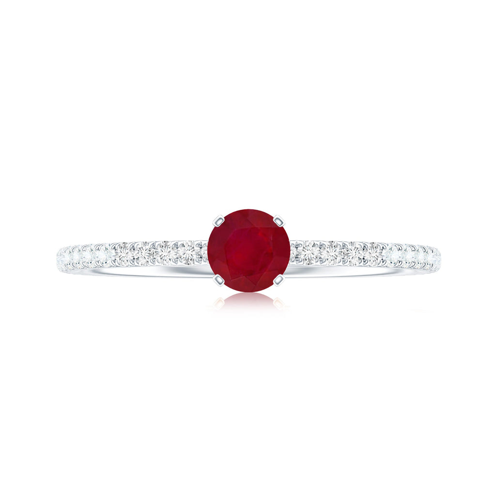 Natural Ruby Promise Ring with Diamond for Women