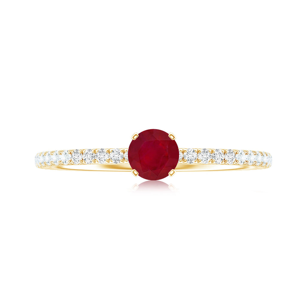 Natural Ruby Promise Ring with Diamond for Women