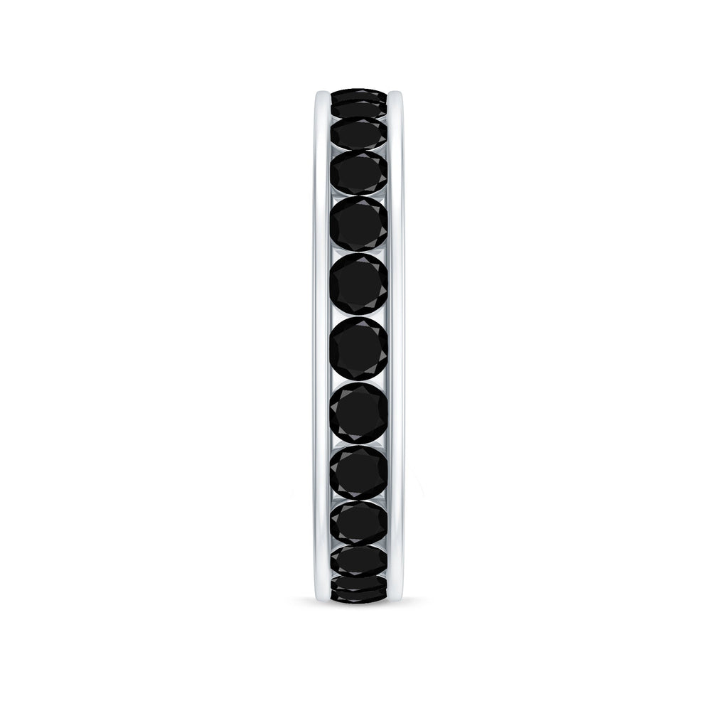 Natural Channel Set Black Spinel Eternity Ring for Anniversary
