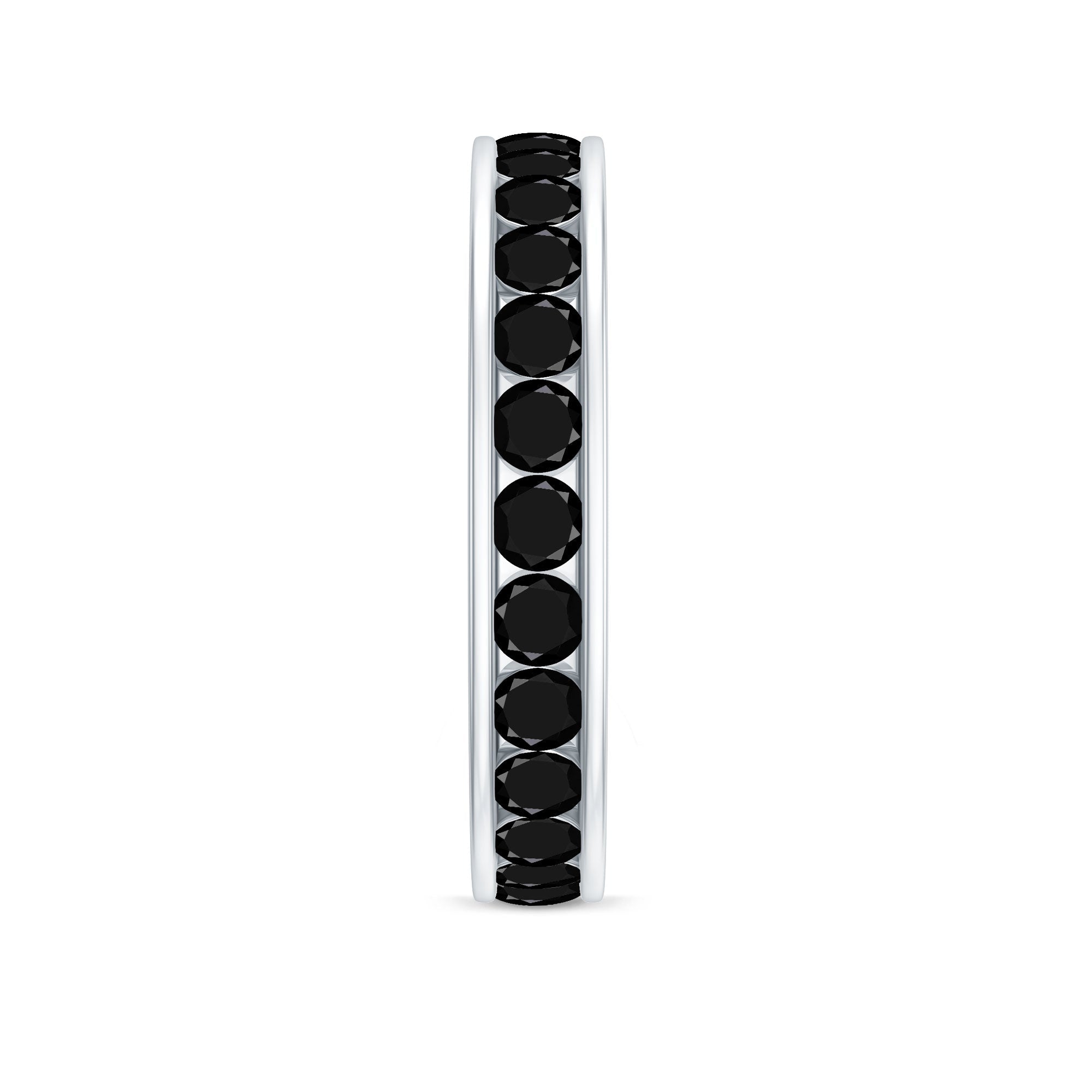 Natural Channel Set Black Spinel Eternity Ring for Anniversary
