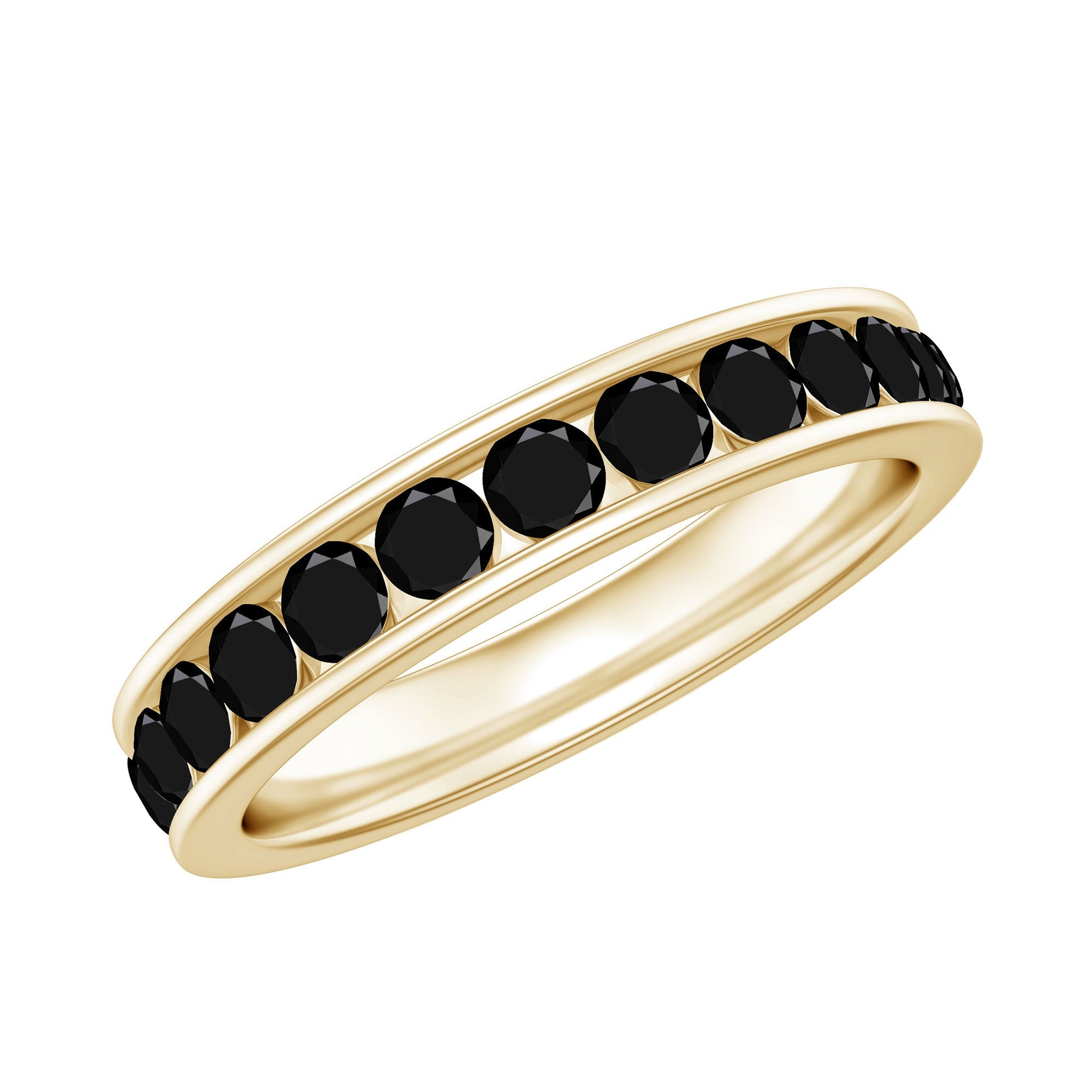 Natural Channel Set Black Spinel Eternity Ring for Anniversary | Rings | Wiccan Center