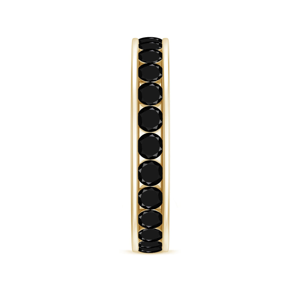 Natural Channel Set Black Spinel Eternity Ring for Anniversary