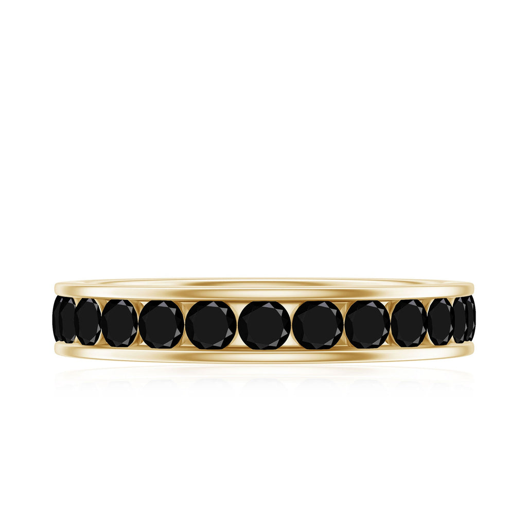 Natural Channel Set Black Spinel Eternity Ring for Anniversary