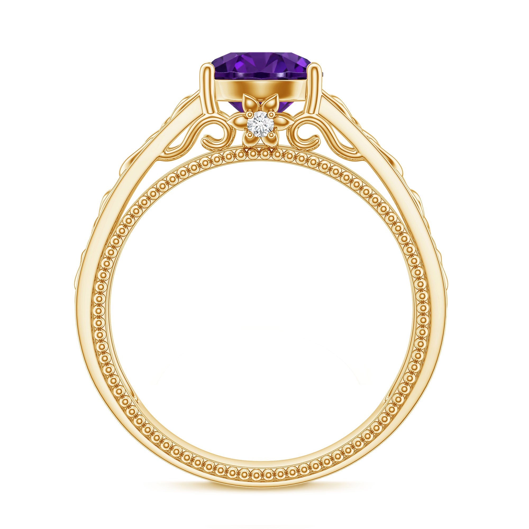 Vintage Looking 1.2 Carat Amethyst Celtic Engagement Ring with Surprise Diamond