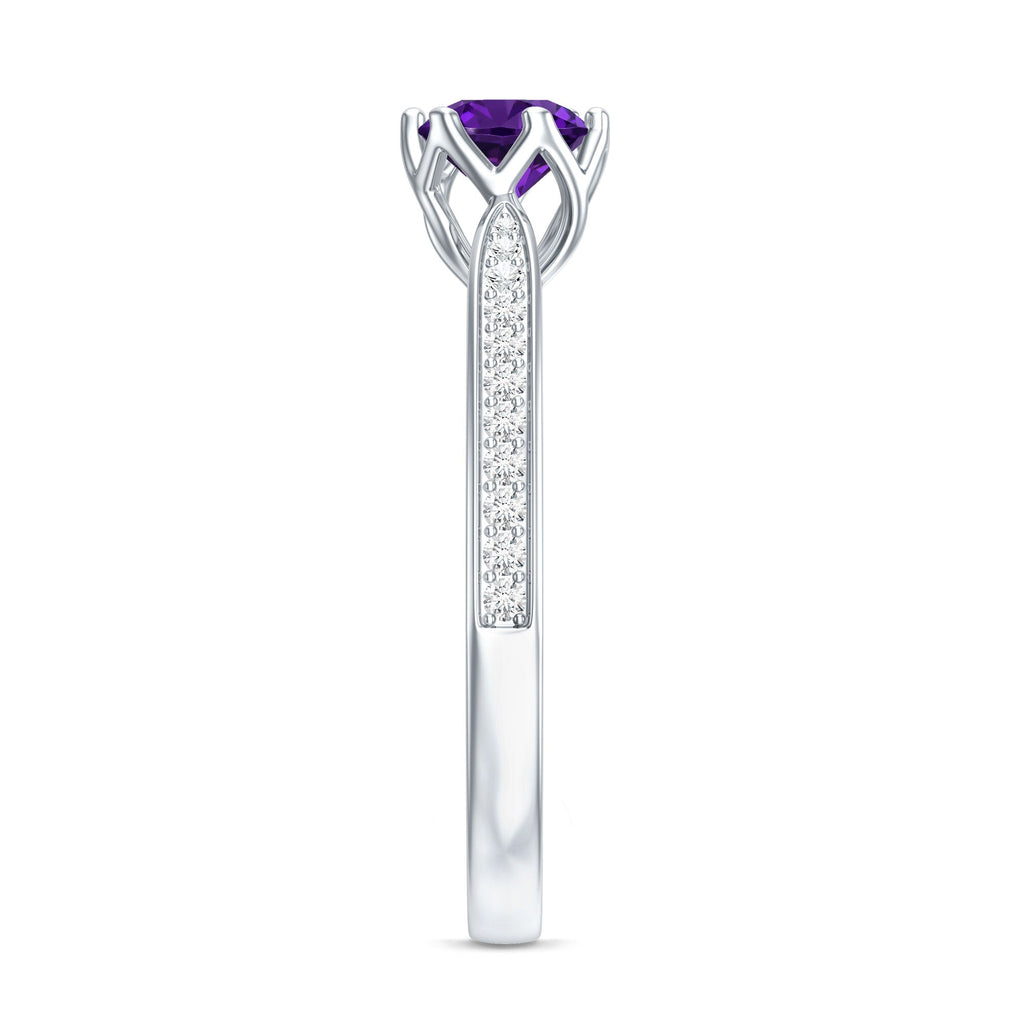 Minimal Amethyst Engagement Ring with Diamond