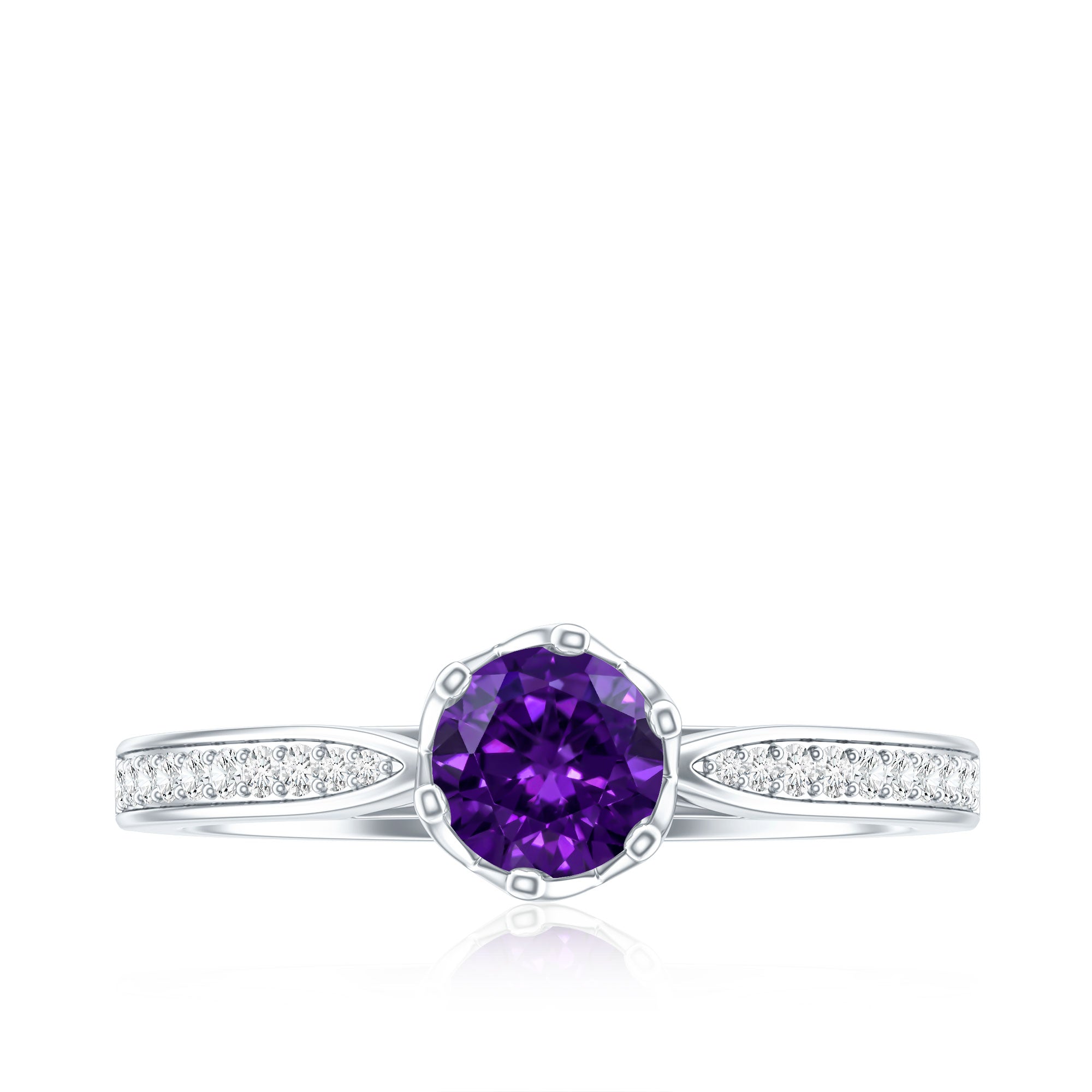 Minimal Amethyst Engagement Ring with Diamond