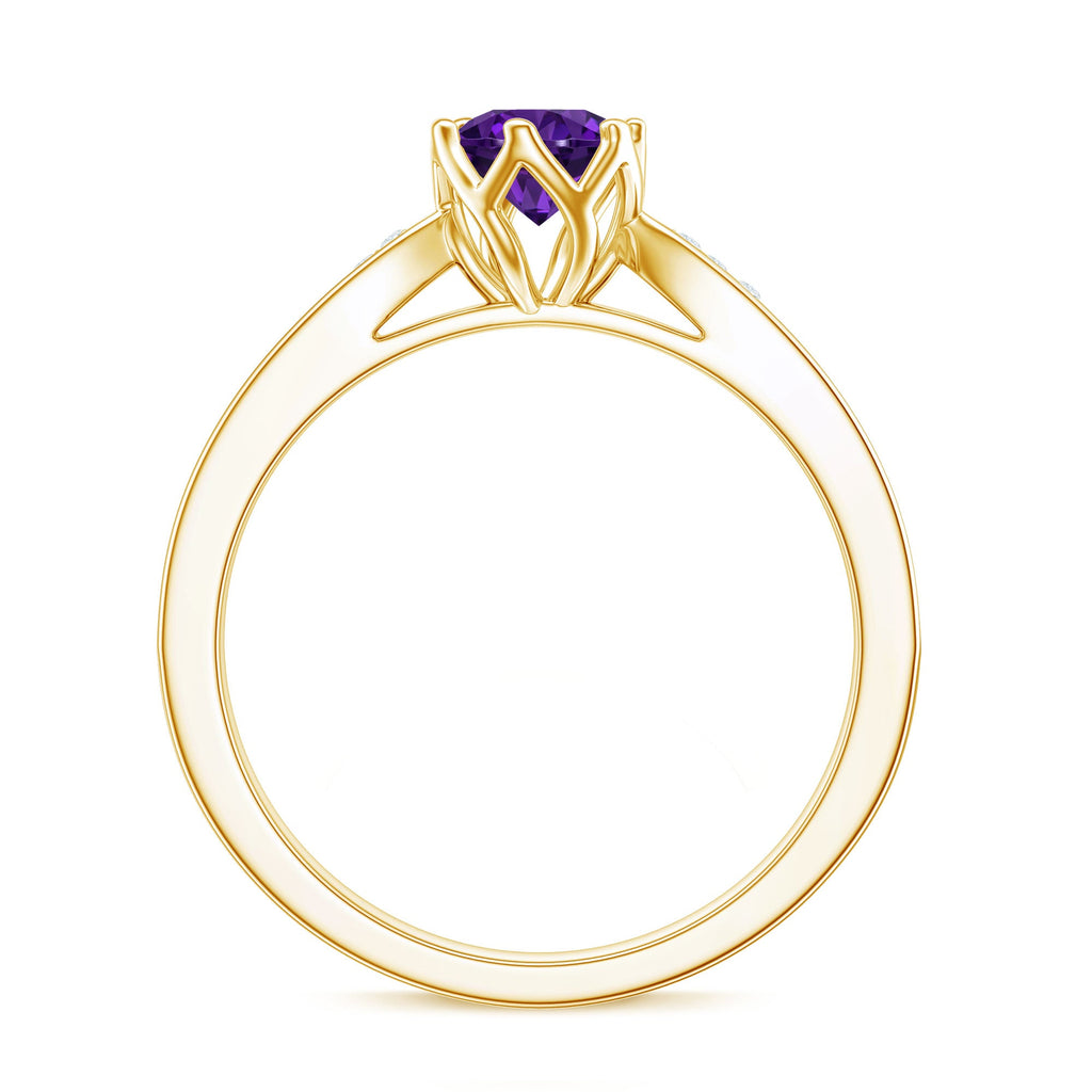 Minimal Amethyst Engagement Ring with Diamond