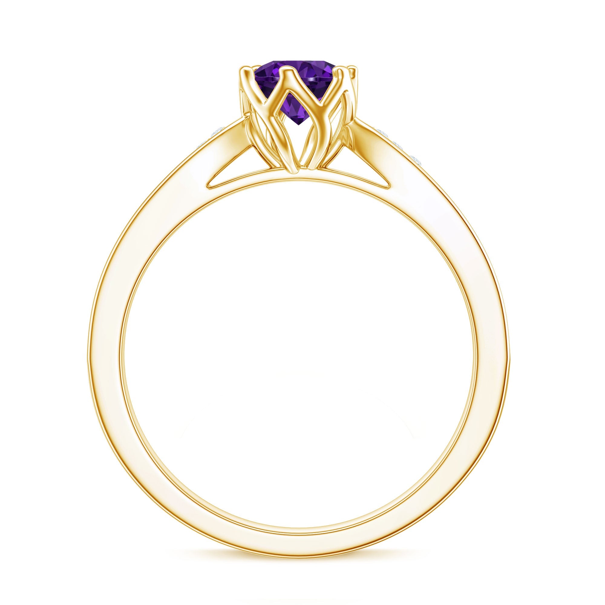 Minimal Amethyst Engagement Ring with Diamond