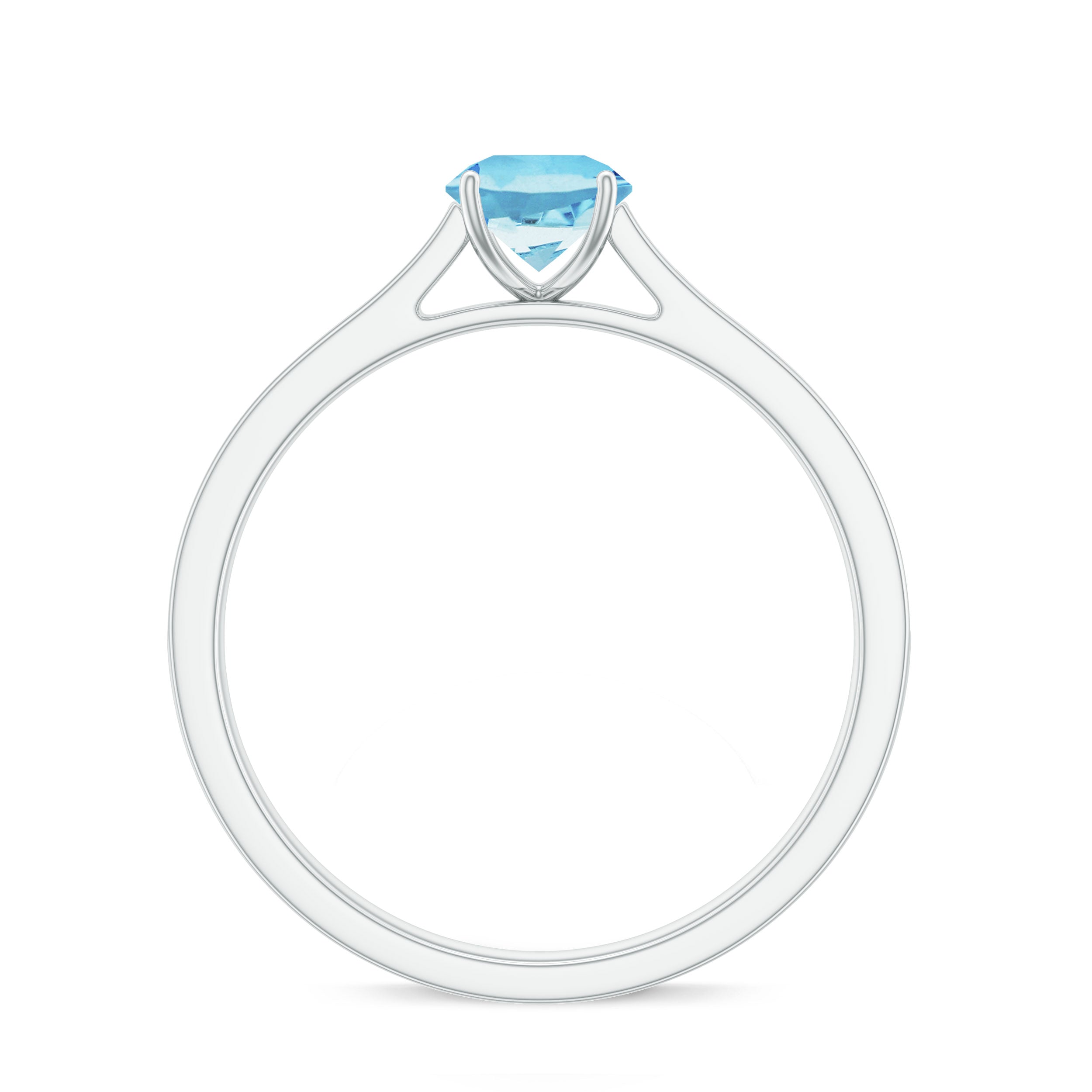 Certified Real Aquamarine Solitaire Ring with Diamond Side Stones