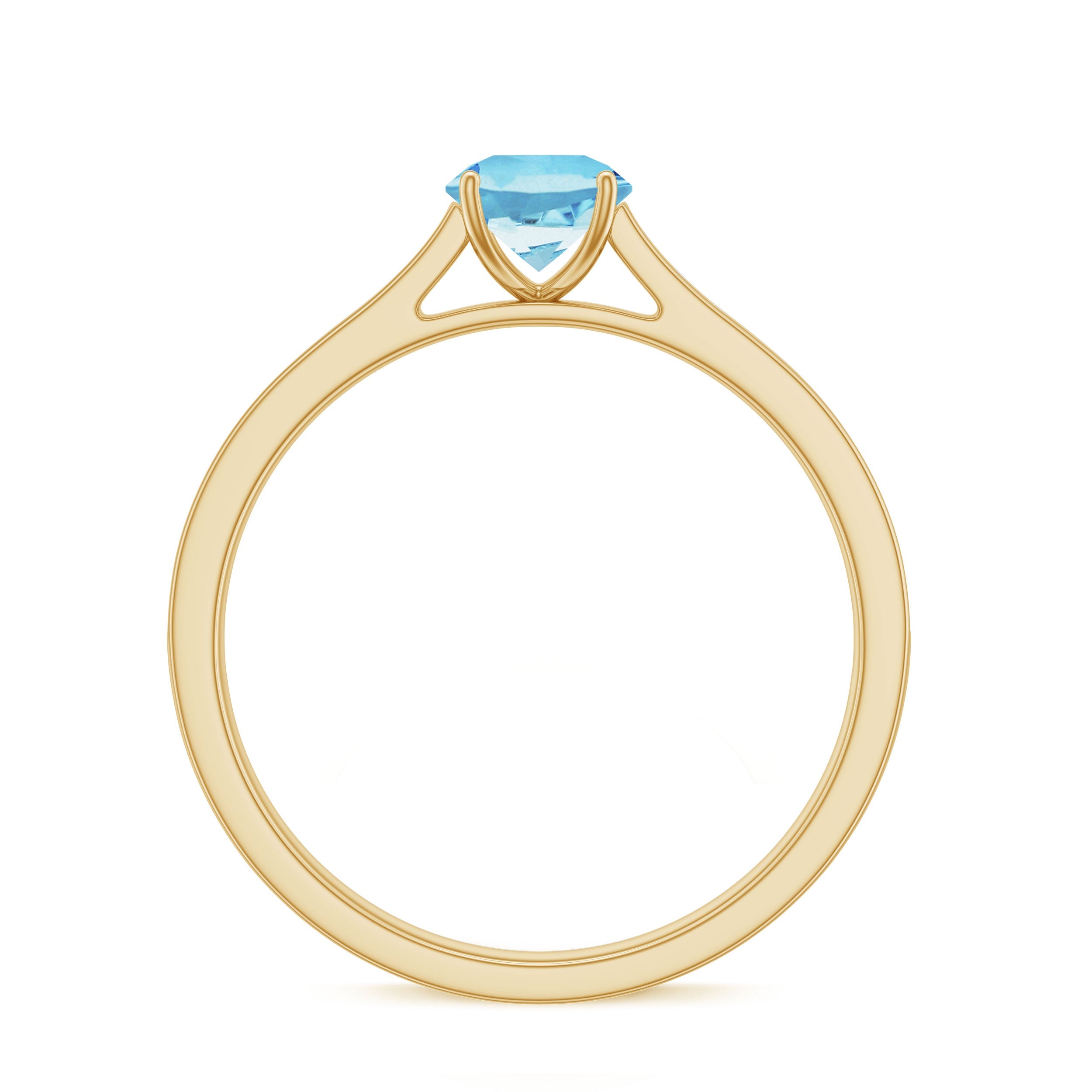 Certified Real Aquamarine Solitaire Ring with Diamond Side Stones
