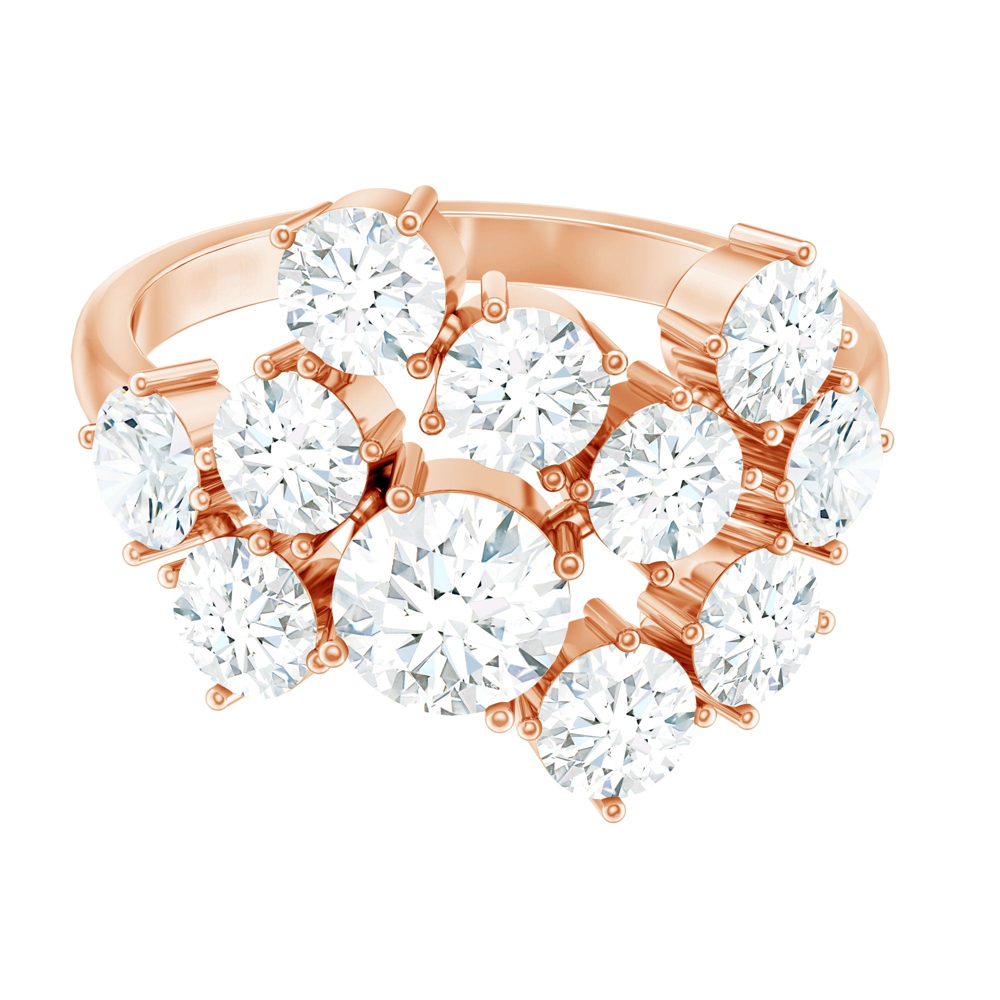 Certified Round Moissanite Cluster Engagement Ring for Women | Rings | Wiccan Center