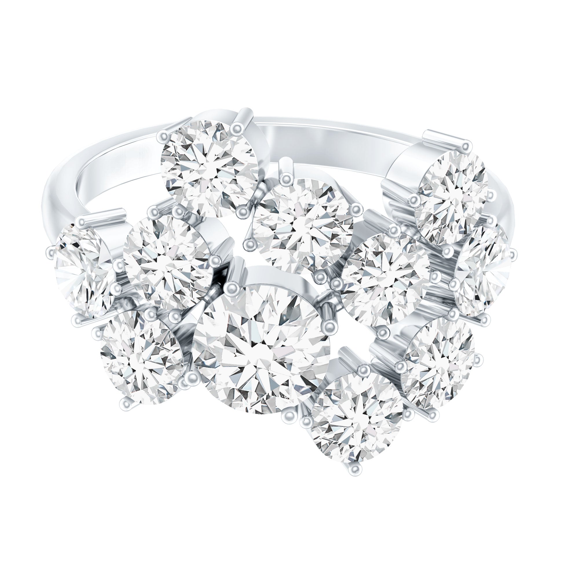 Certified Round Moissanite Cluster Engagement Ring for Women