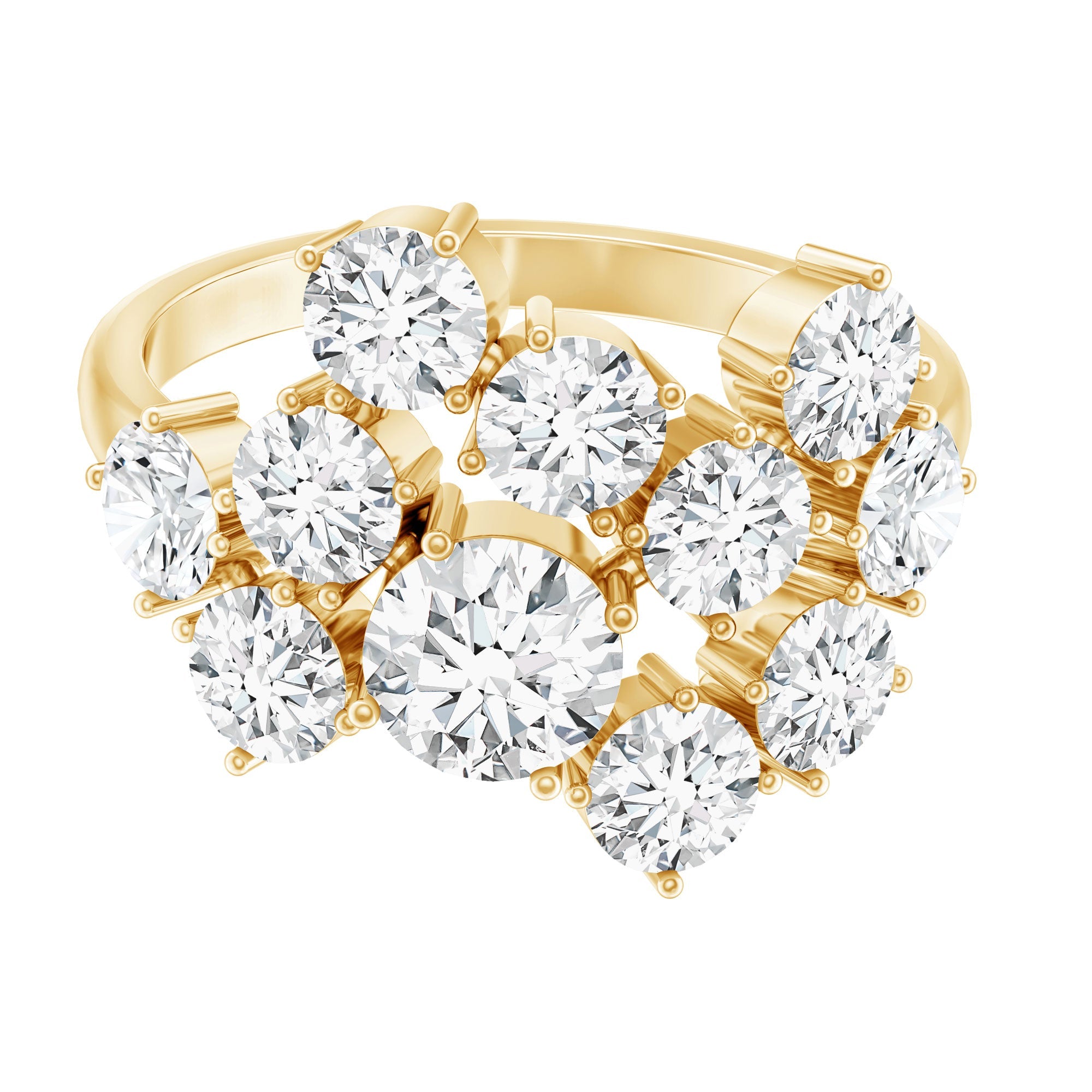 Certified Round Moissanite Cluster Engagement Ring for Women | Rings | Wiccan Center