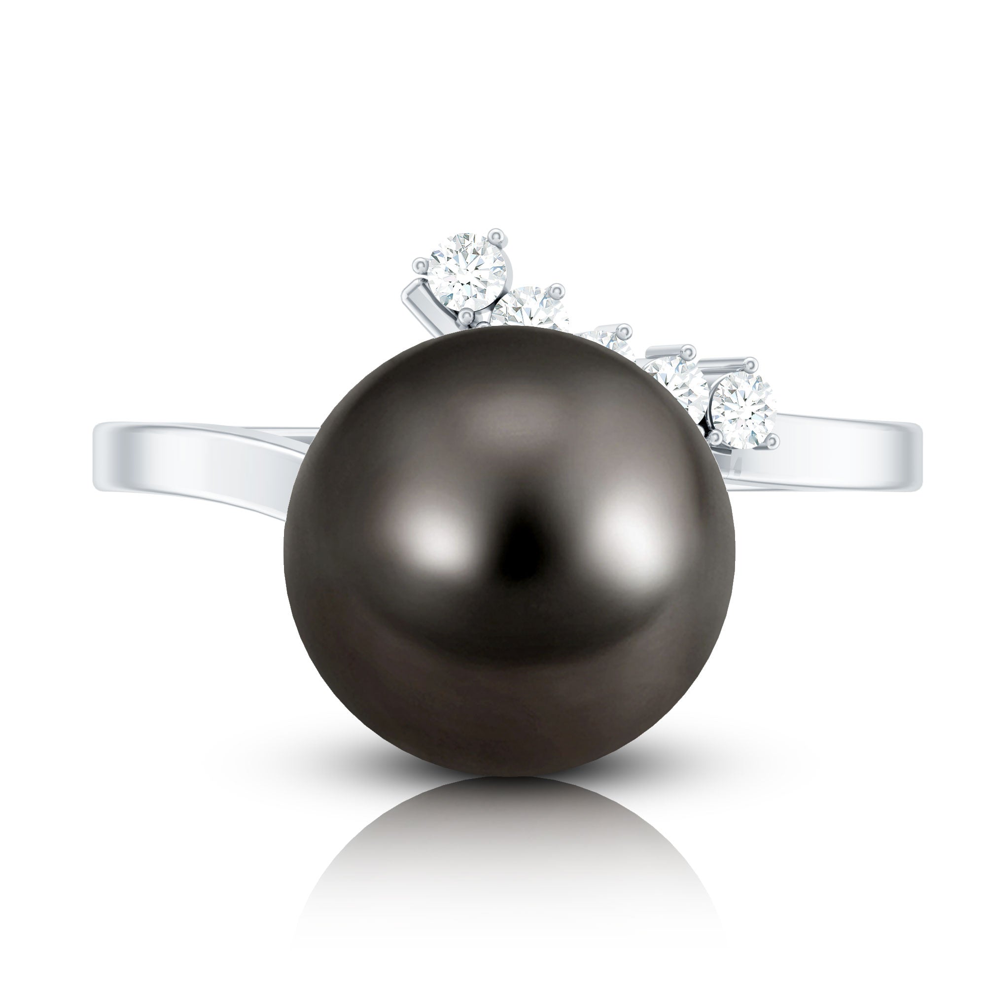 8 Carat Designer Tahitian Pearl Solitaire Ring with Diamond