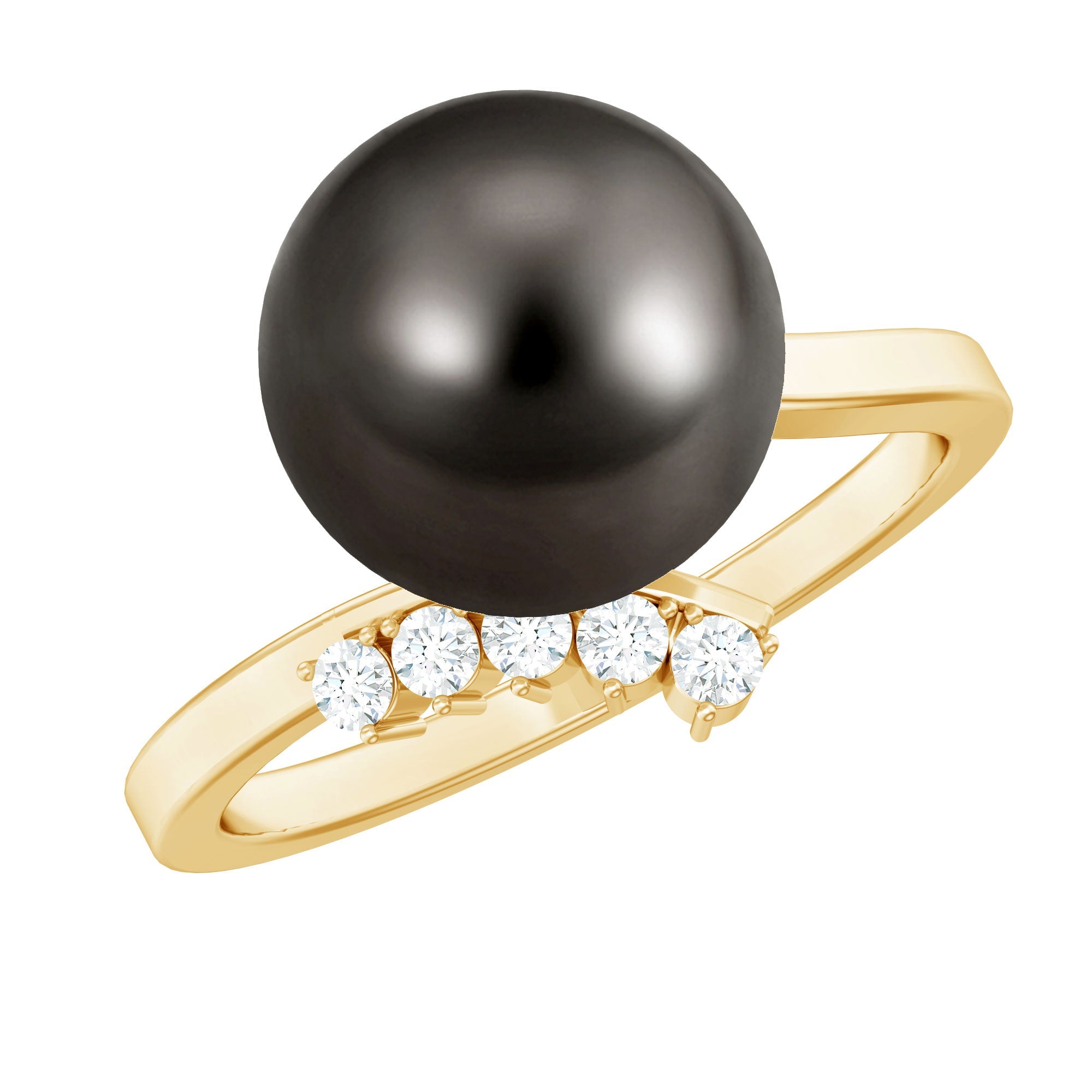 8 Carat Designer Tahitian Pearl Solitaire Ring with Diamond | Rings | Wiccan Center