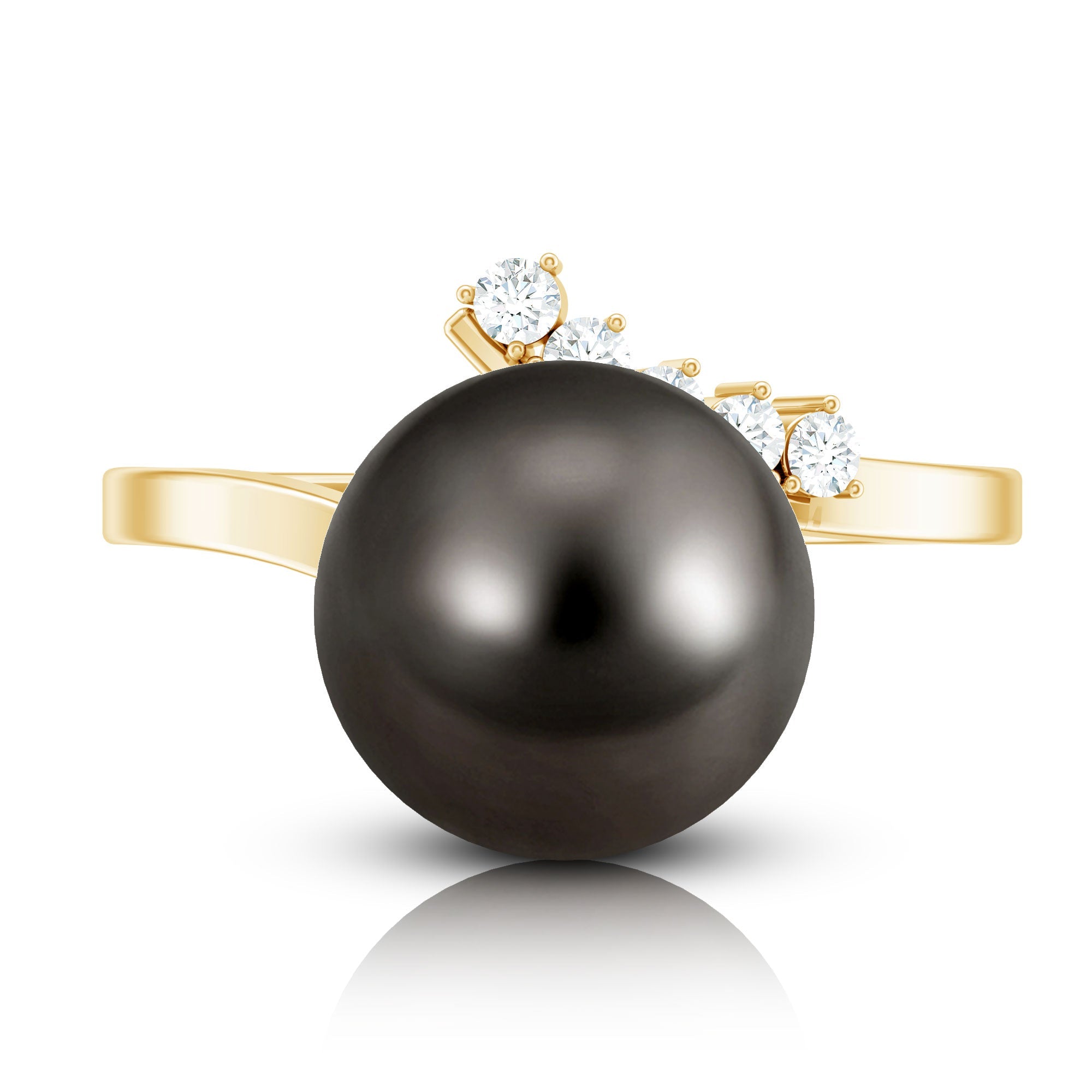 8 Carat Designer Tahitian Pearl Solitaire Ring with Diamond
