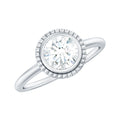 0.9 Carat Round Moissanite Solitaire Engagement Ring in Bezel Setting