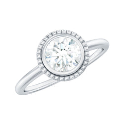 0.9 Carat Round Moissanite Solitaire Engagement Ring in Bezel Setting | Rings | Wiccan Center