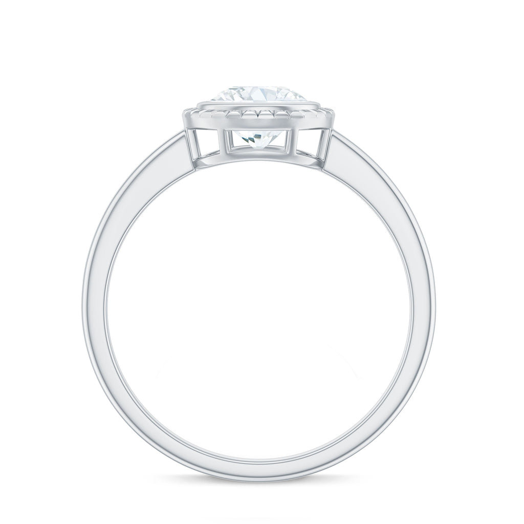 0.9 Carat Round Moissanite Solitaire Engagement Ring in Bezel Setting