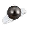 8 Carat Real Tahitian Black Pearl Solitaire Engagement Ring