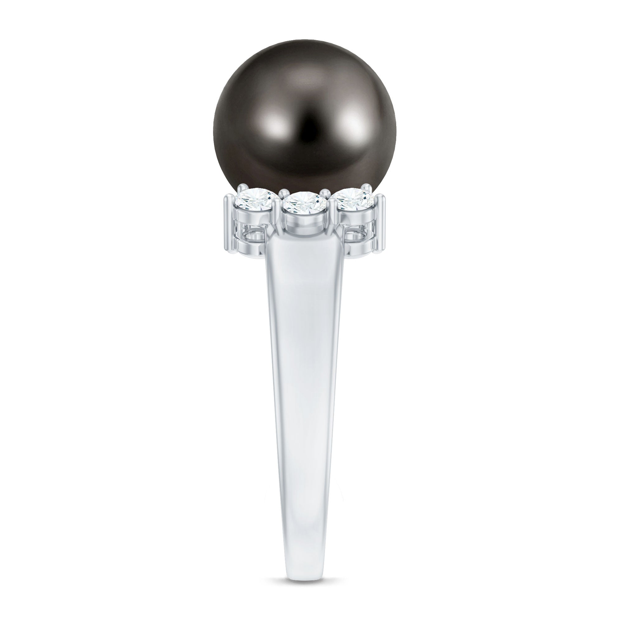8 Carat Real Tahitian Black Pearl Solitaire Engagement Ring