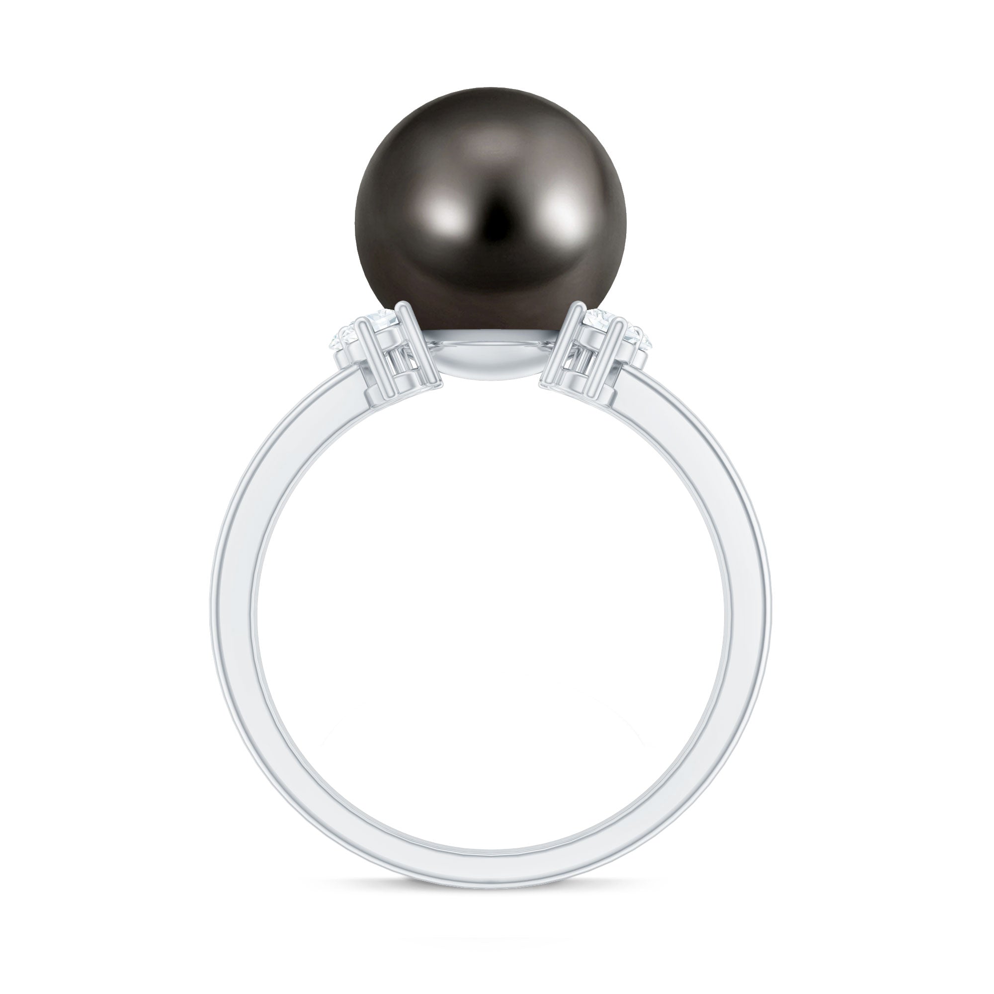 8 Carat Real Tahitian Black Pearl Solitaire Engagement Ring