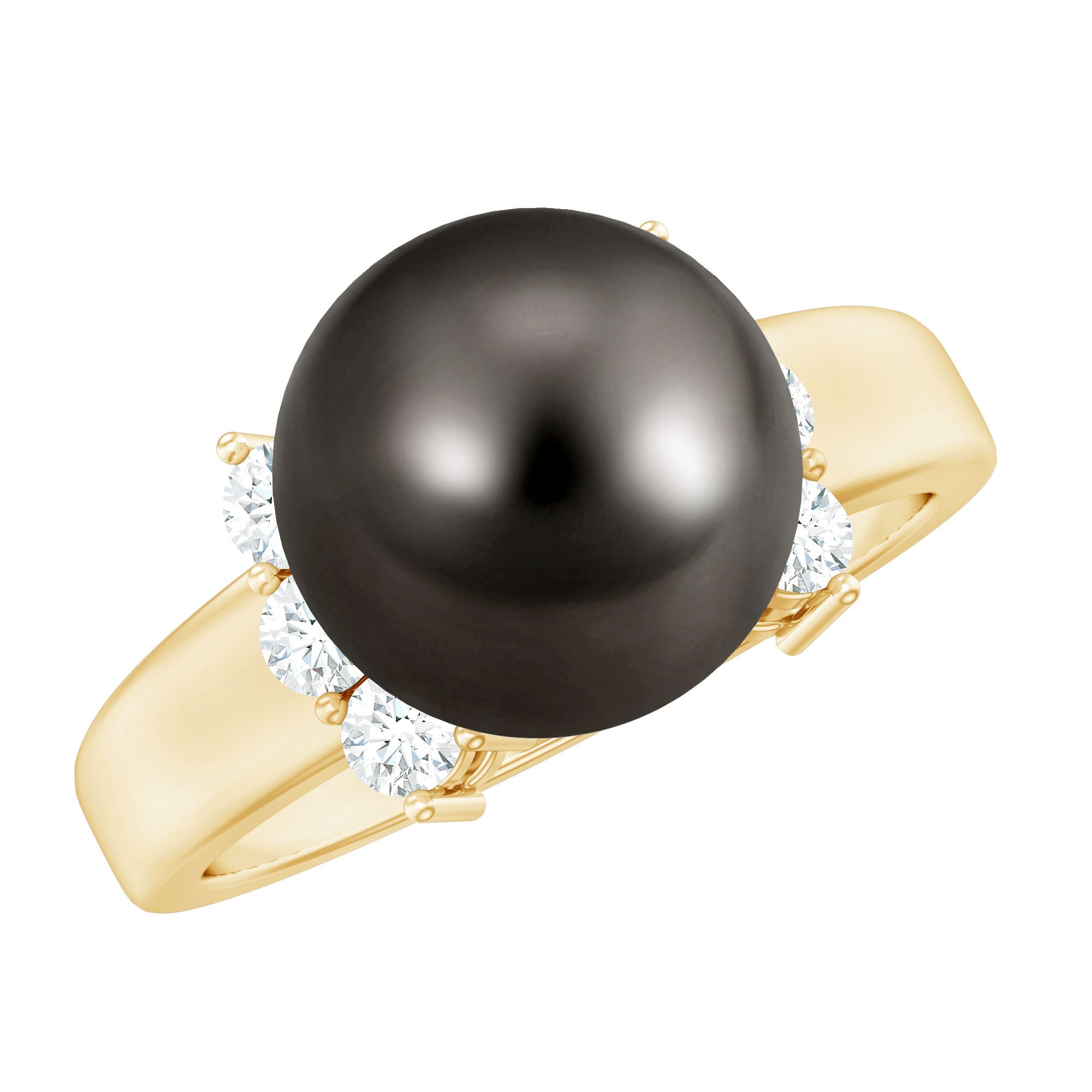 8 Carat Real Tahitian Black Pearl Solitaire Engagement Ring | Rings | Wiccan Center