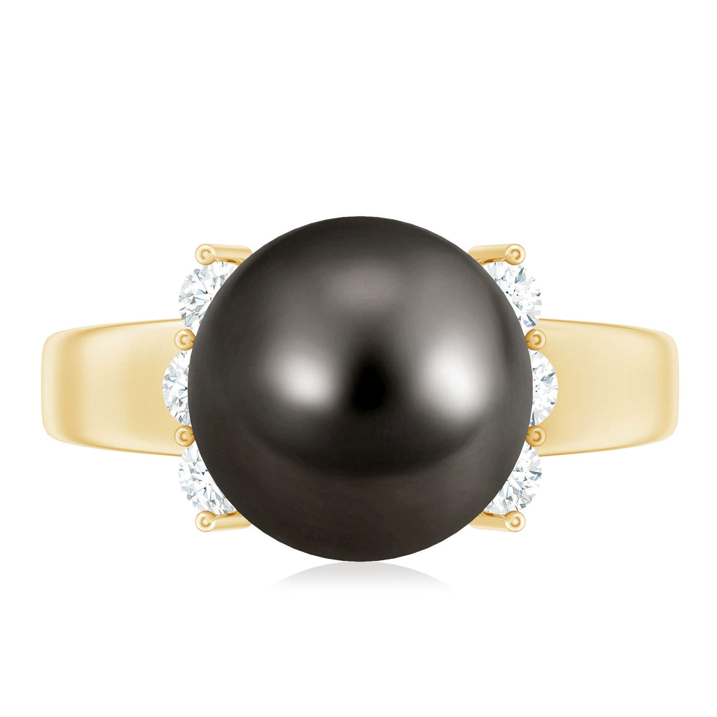 8 Carat Real Tahitian Black Pearl Solitaire Engagement Ring