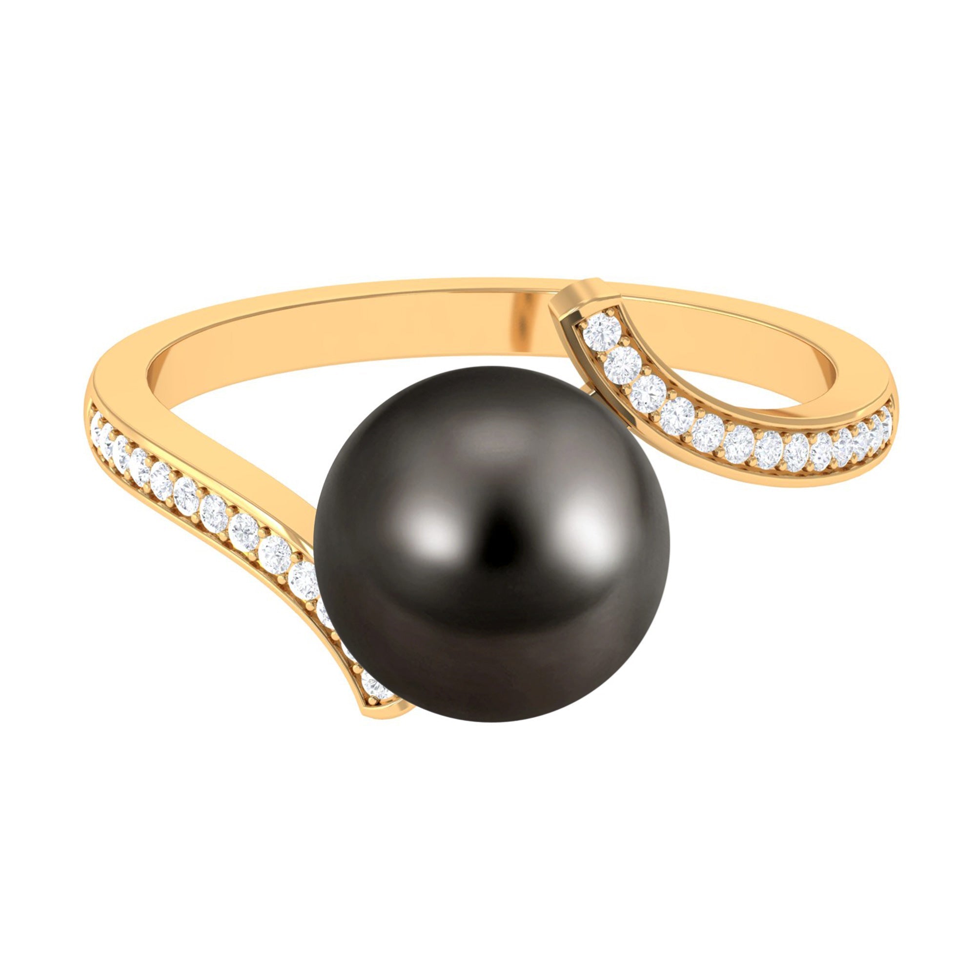 Tahitian Pearl Bypass Engagement Ring with Diamond | Rings | Wiccan Center