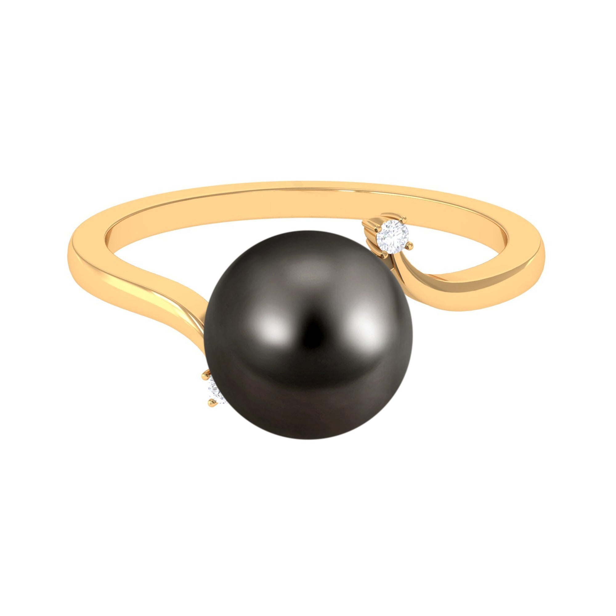 8 Carat Solitaire Tahitian Pearl Bypass Engagement Ring with Diamond | Rings | Wiccan Center