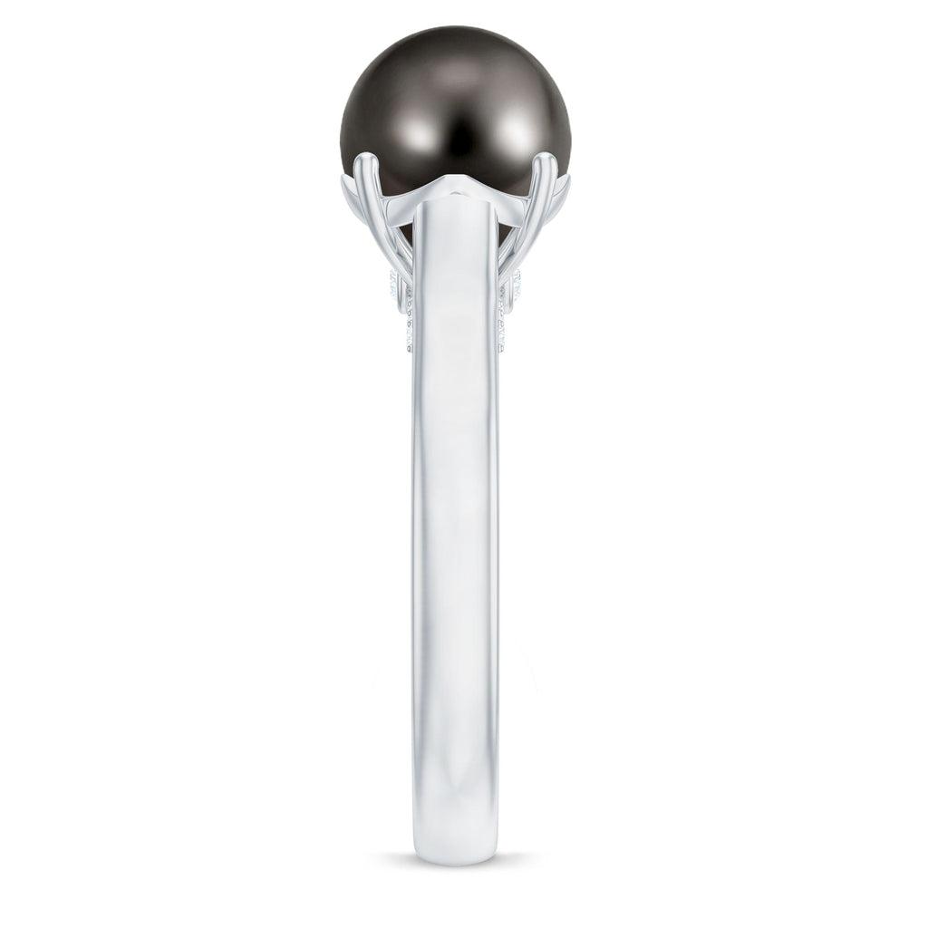 7.5 CT Classic Tahitian Pearl Solitaire Ring with Surprise Diamond